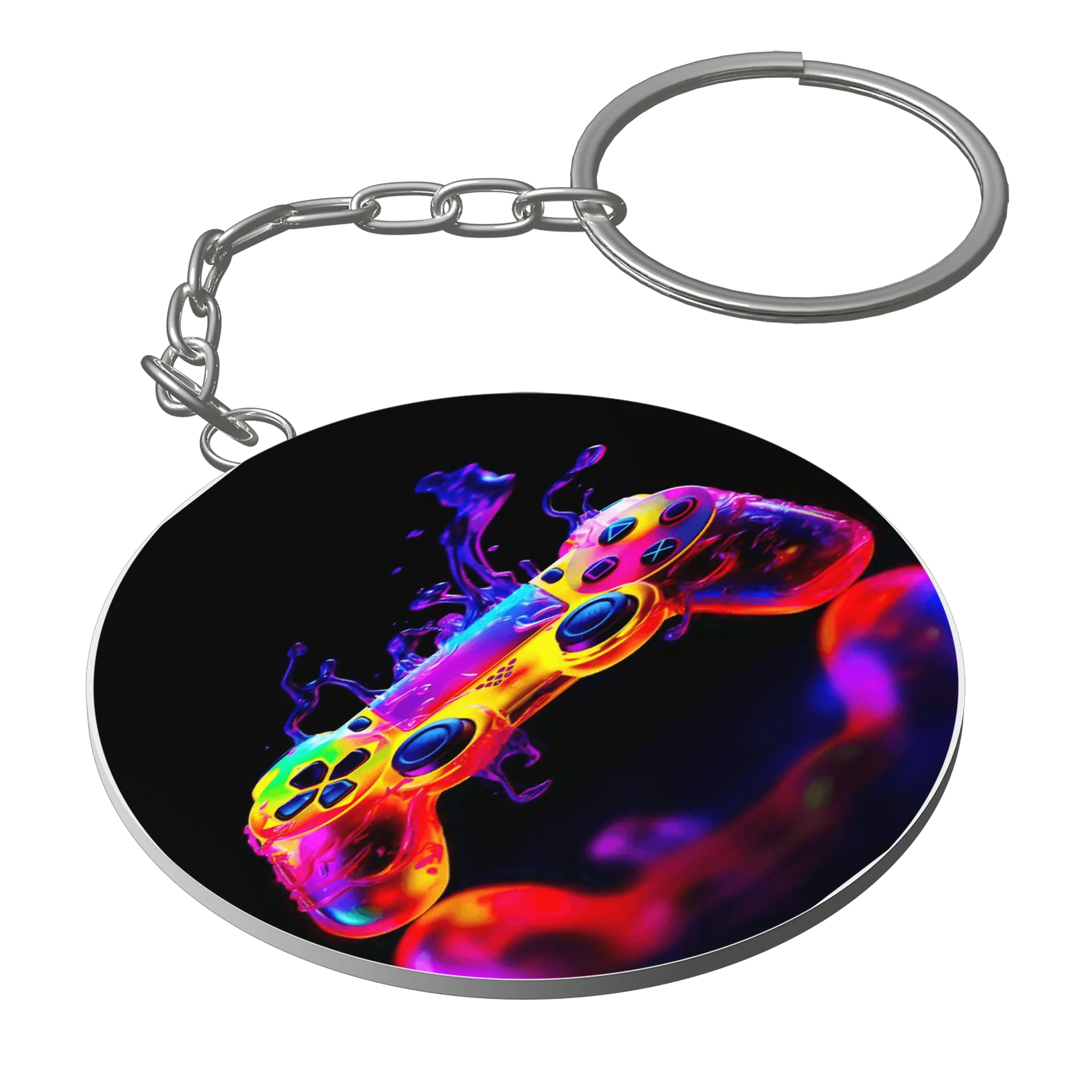 Chaveiro MDF Estampa Controle Neon Laranja Amarelo Azul de WillianBruchksGamer  — imagem 1 de 3