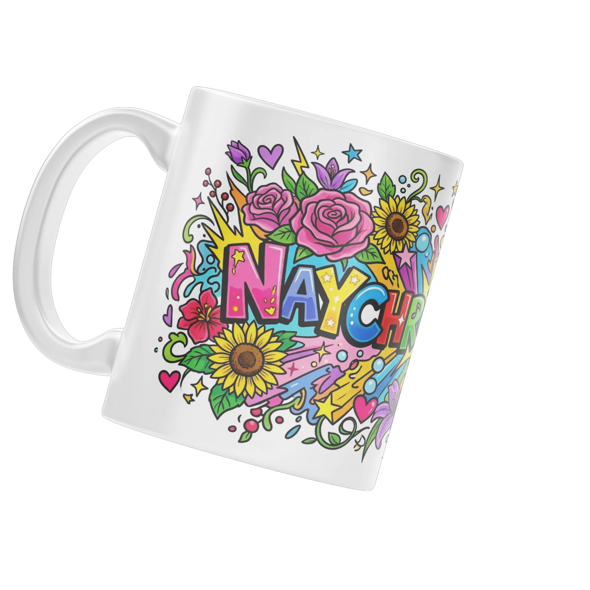 Caneca Estampa Tipográfica Naychron Streamers Floral 325ml - Imagem 1