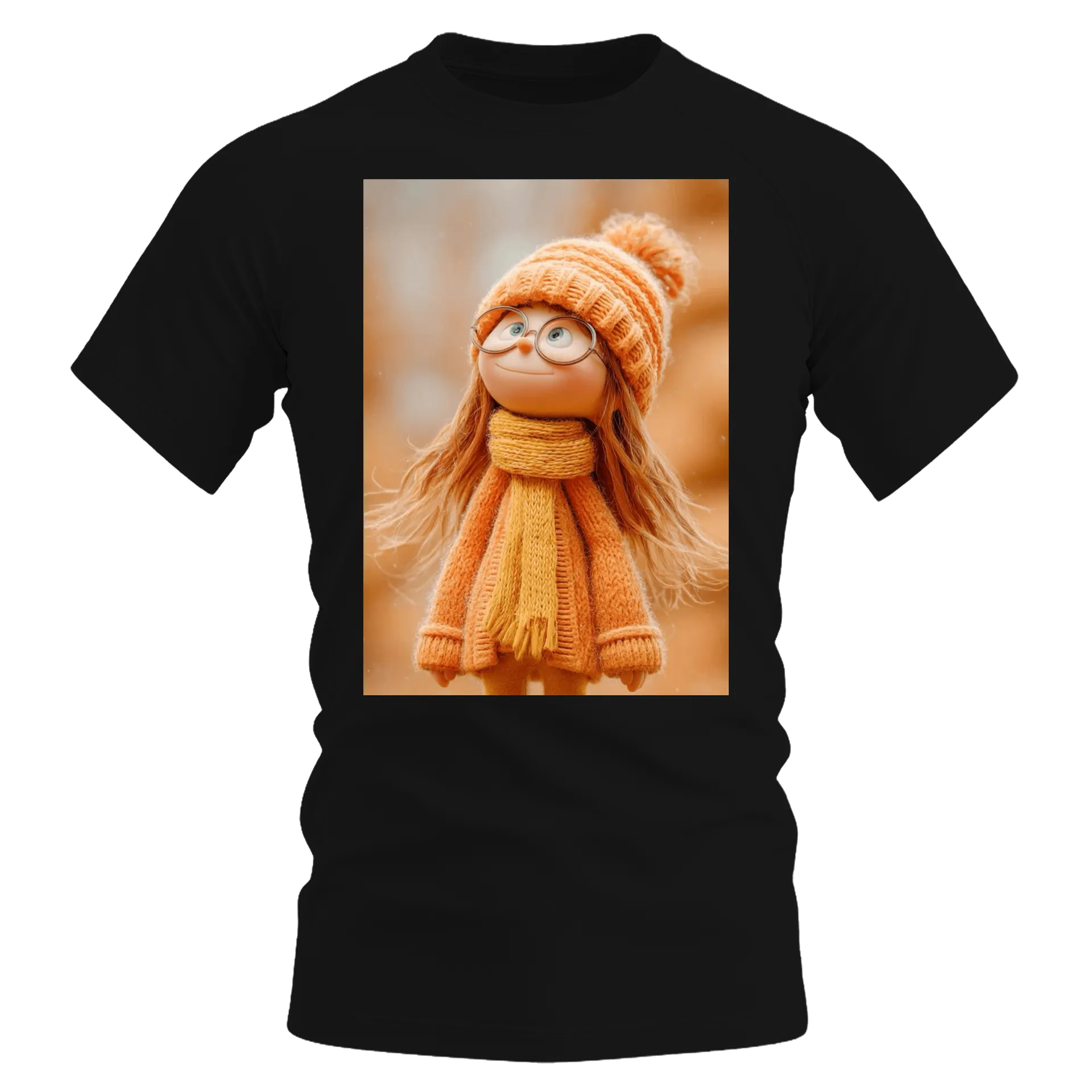 Camiseta Dry Fit Boneca de Óculos com Roupa de Tricô 100% - Imagem 1