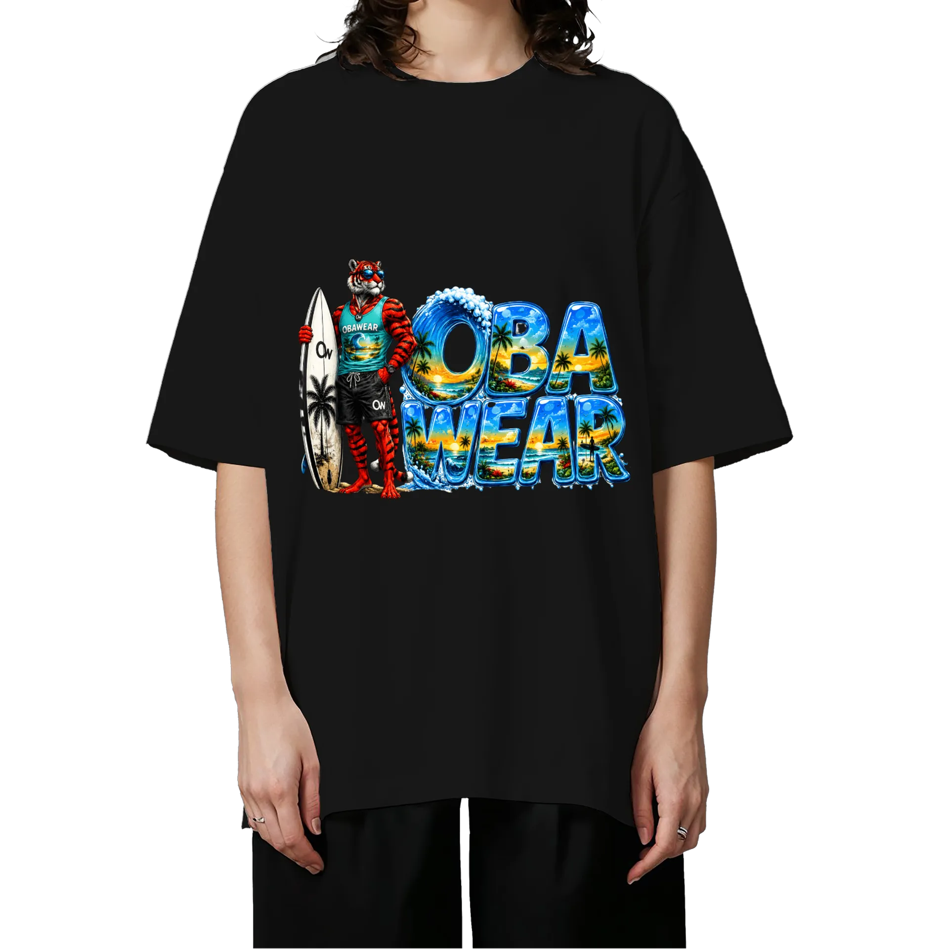 Camiseta Oversized Red Tiger Surf OBAWEAR  - Imagem 3