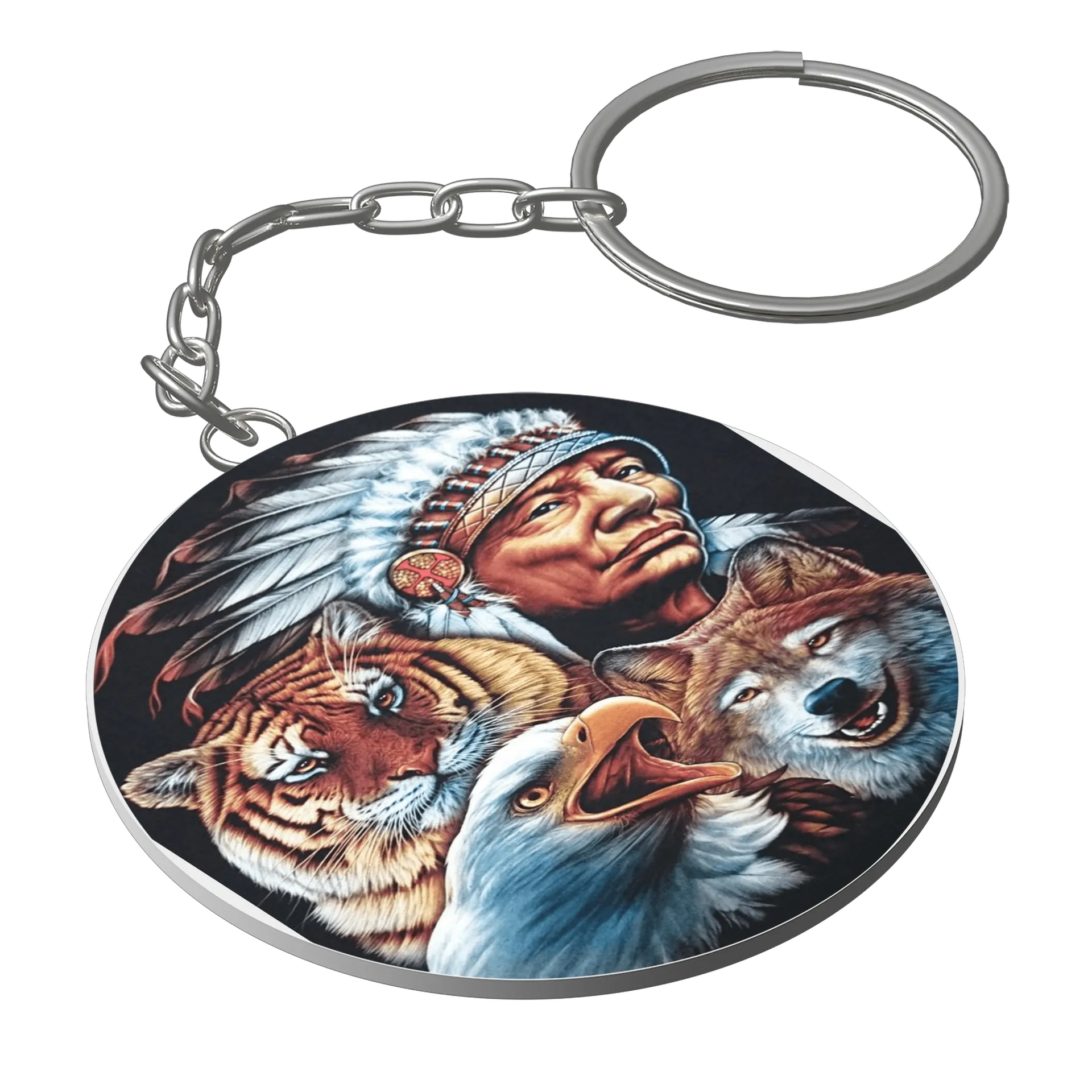 Chaveiro personalizado Índio, Tigre, Lobo e Águia  de Lopes Estampas Clássicas  — imagem 1 de 3