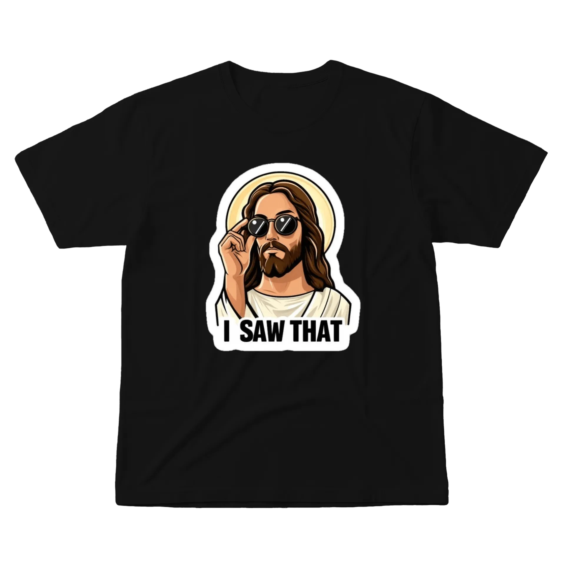 Camiseta Estampa Jesus Óculos 100% Algodão - Imagem 1