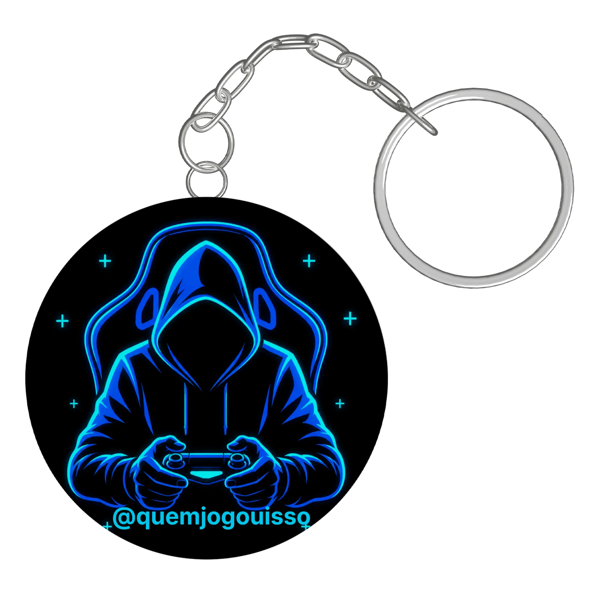 Chaveiro MDF Estampa Gamer Neon Controle 5x5cm - Imagem 3