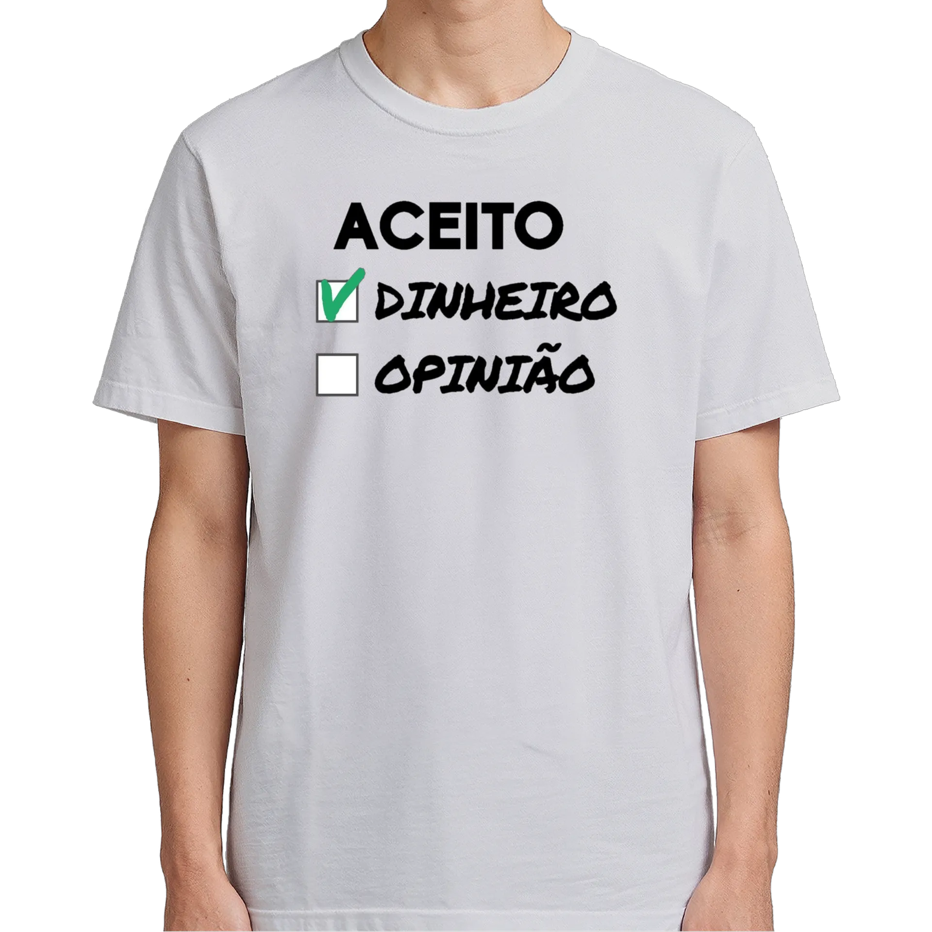 Camiseta Aceito Dinheiro Estampa Tipográfica 100% Algodão - Imagem 5