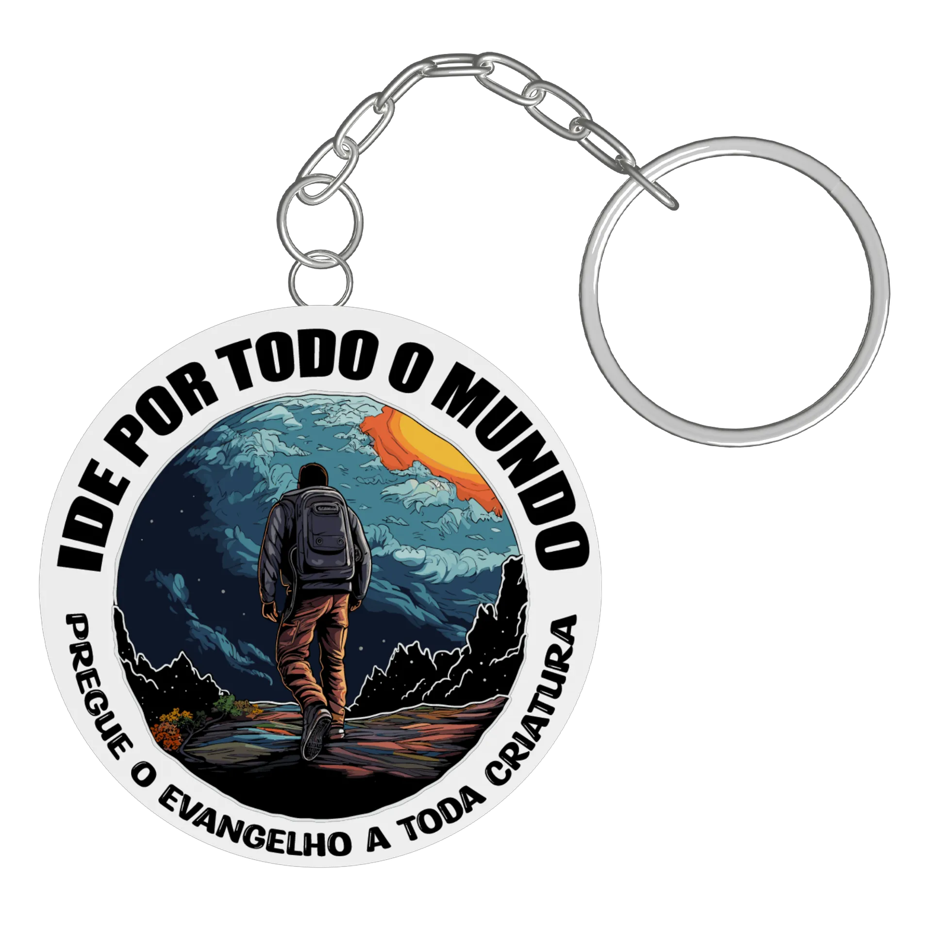 Chaveiro MDF Caminhada Montanha Estilo Cartoon - Imagem 3