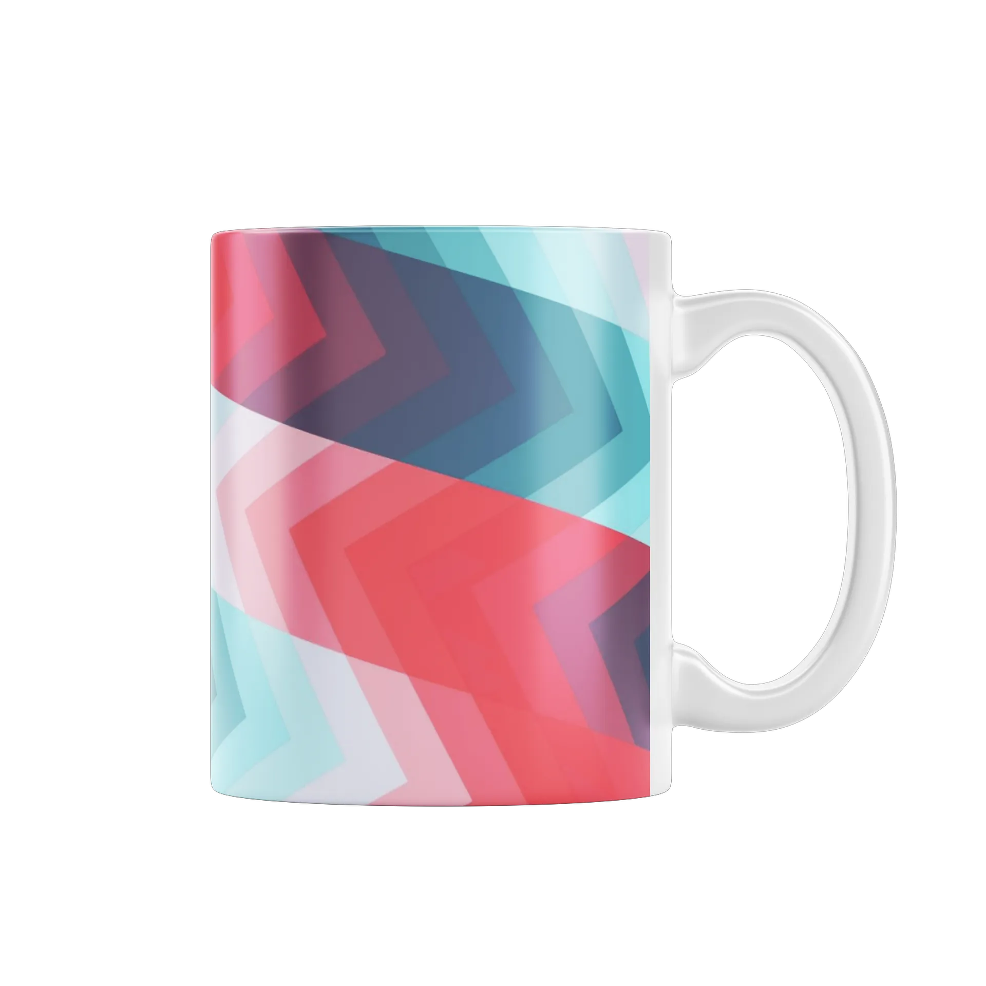 Caneca Porcelana Estampa Geométrica Azul Rosa 325ml - Imagem 1