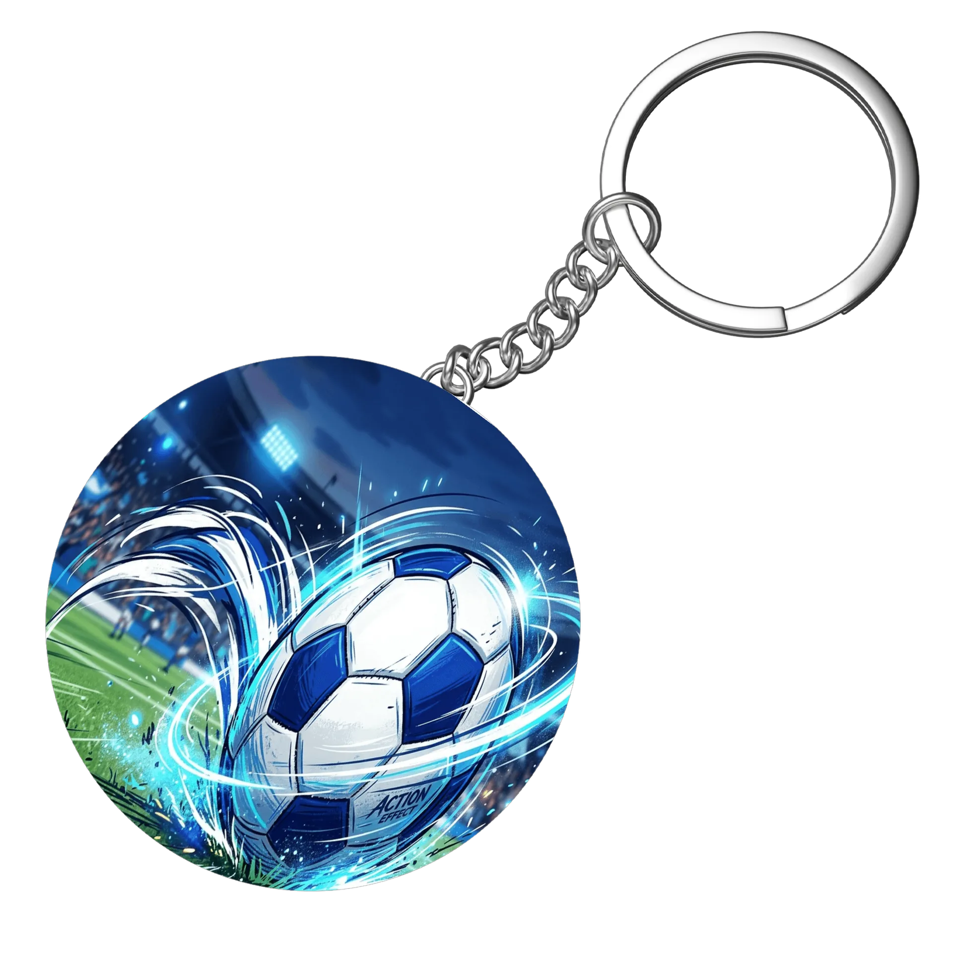 Chaveiro MDF Bola de Futebol em Estilo Ilustrado Azul e - Imagem 3