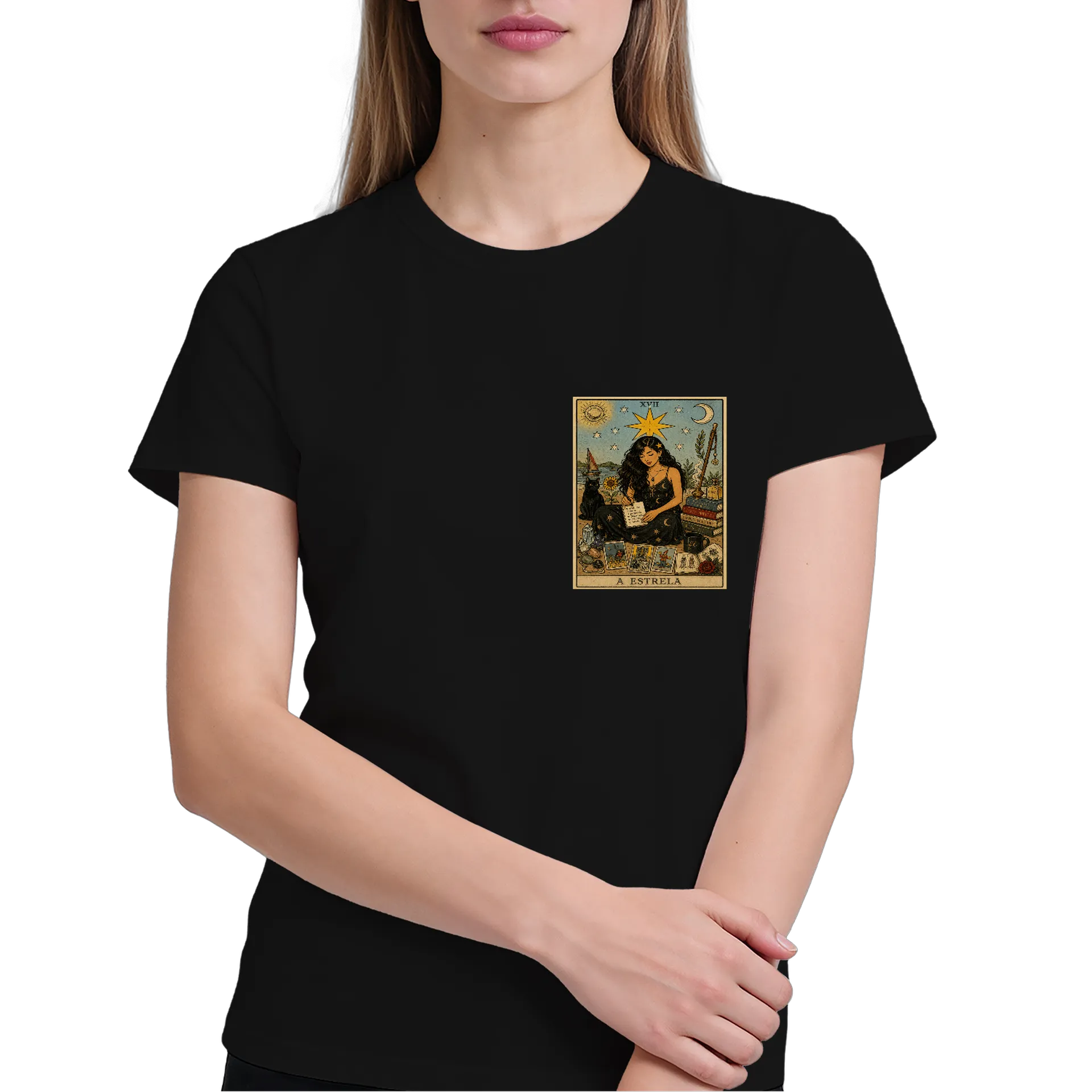 Camiseta Estampa Tarot Ímãs Letras Estelares 100% Algodão - Imagem 4