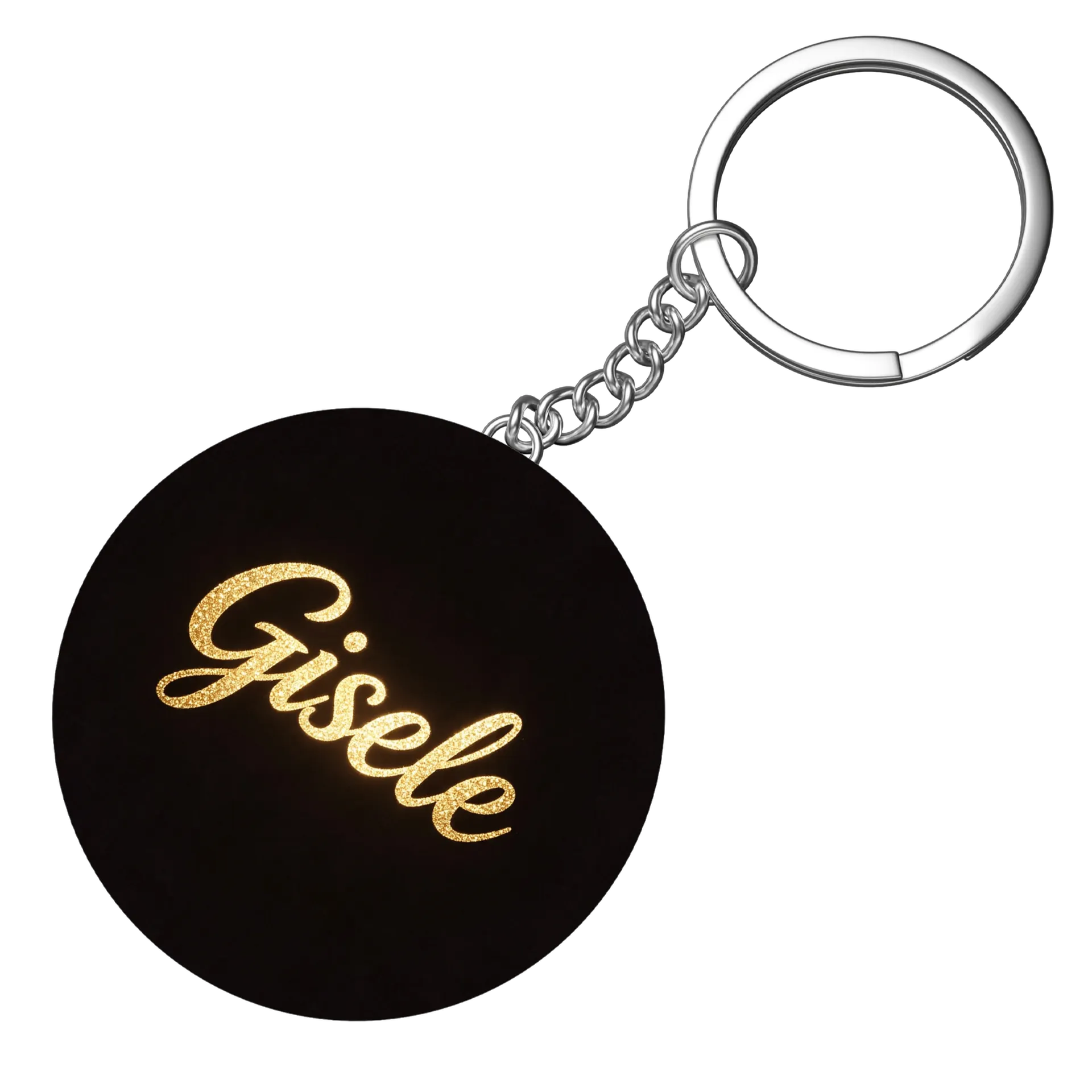 Chaveiro MDF Gisele Estampa Letras Glitter Ouro - Imagem 3