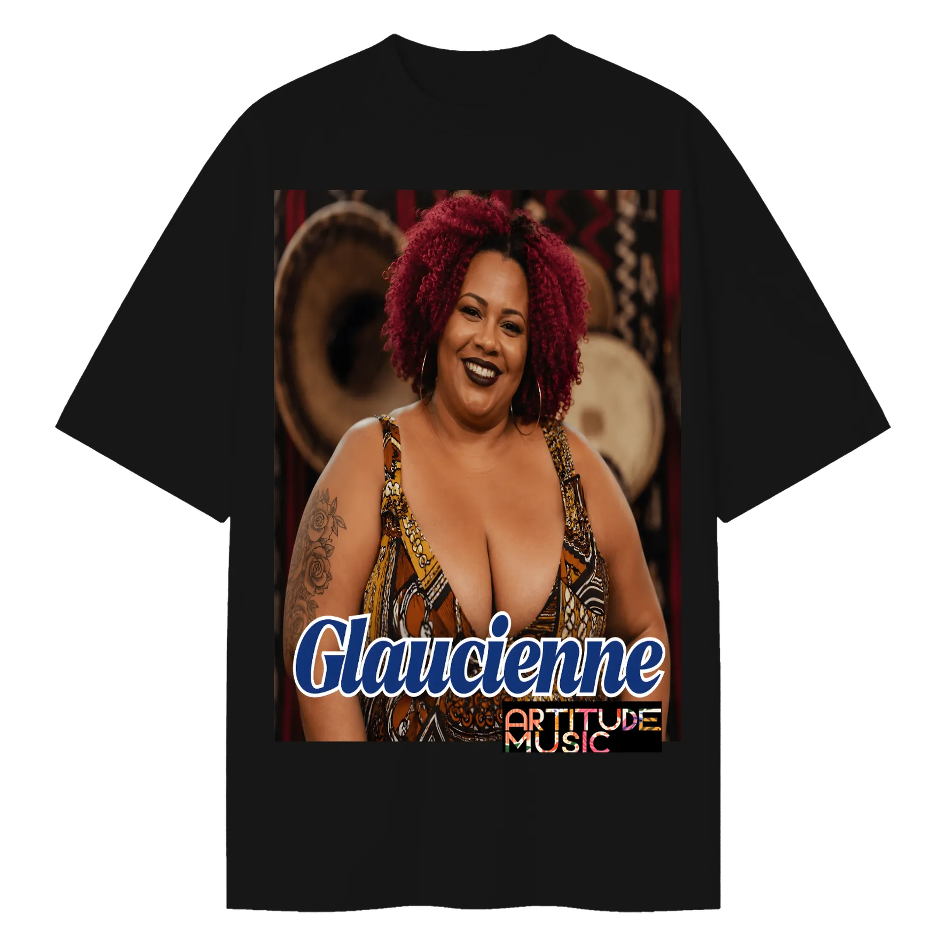 Camiseta Oversized Glaucienne Atitude Music Retrato Colorido - Imagem 1