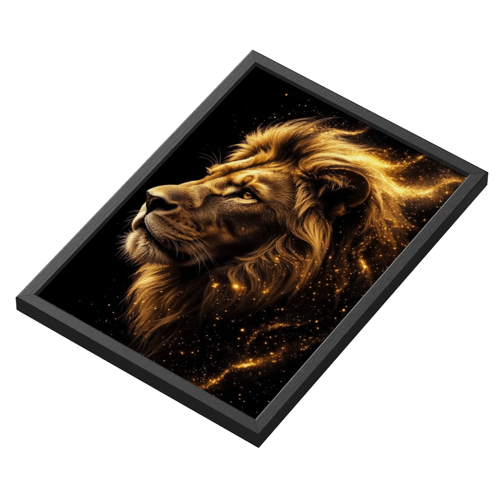 Quadro Leão Dourado Estelar A3 MDF e Vidro - Imagem 3
