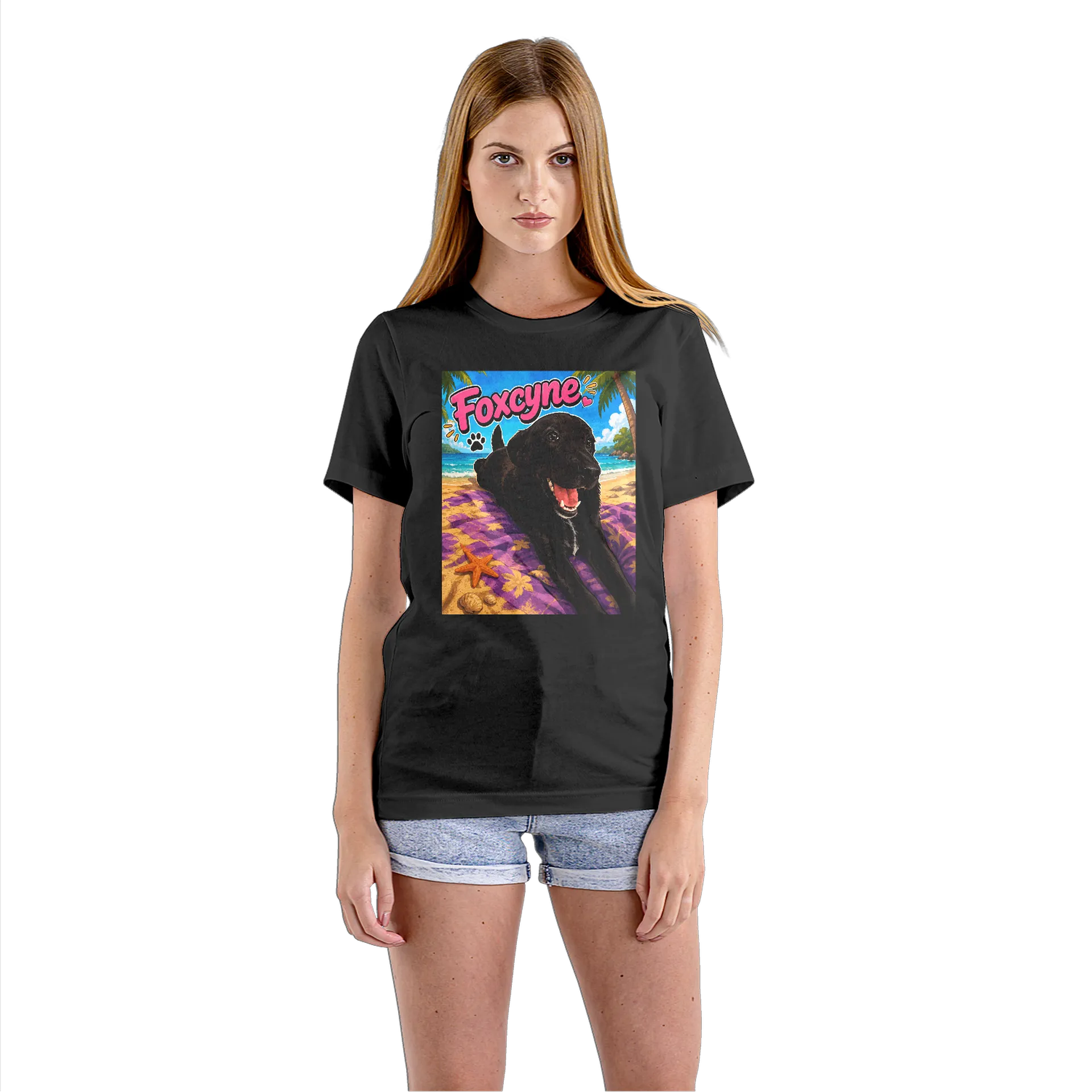 Camiseta Babylook Cachorro Praia 100% Algodão - Imagem 3