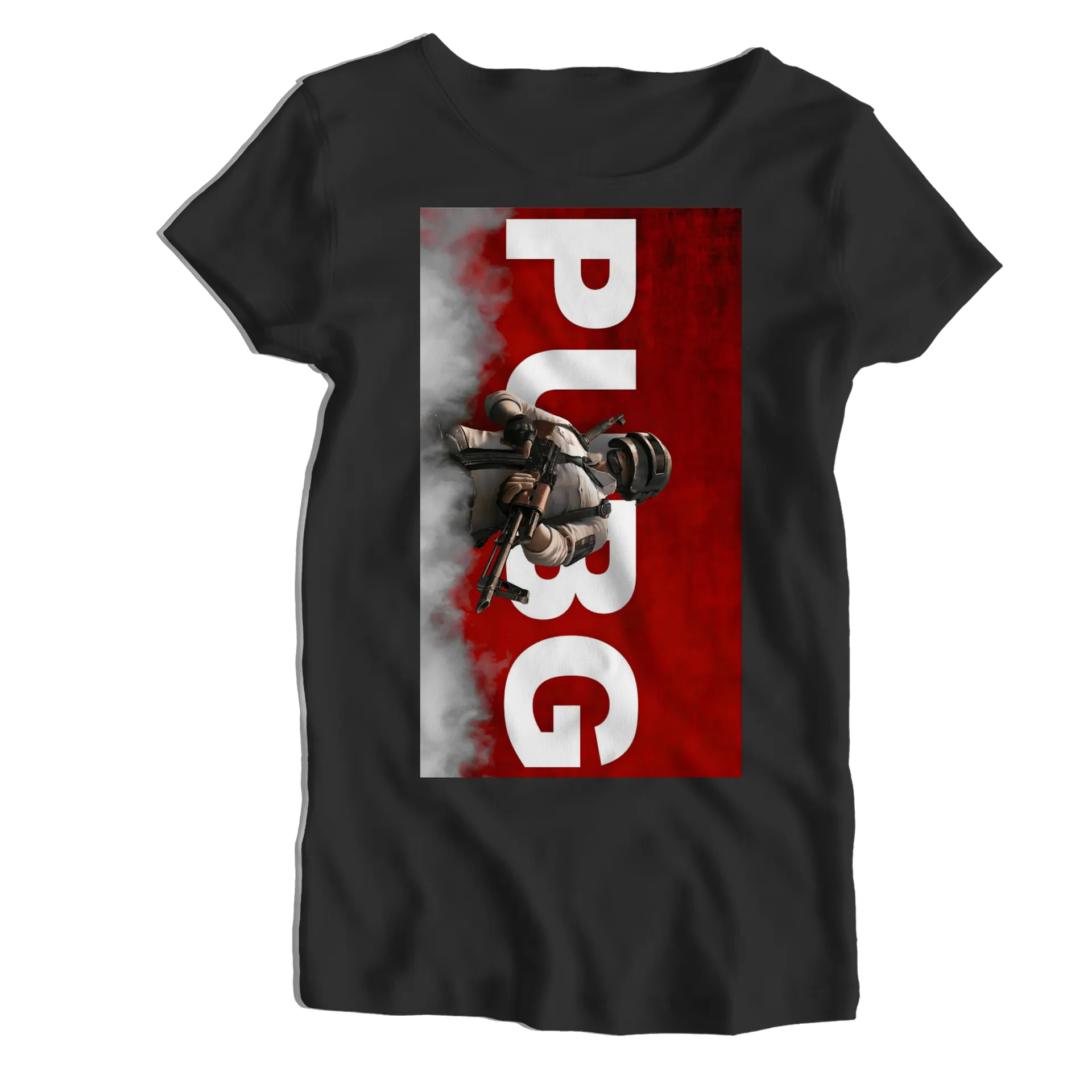 Camiseta Babylook Soldado com Fuzil Estampa Vermelha 100% - Imagem 1
