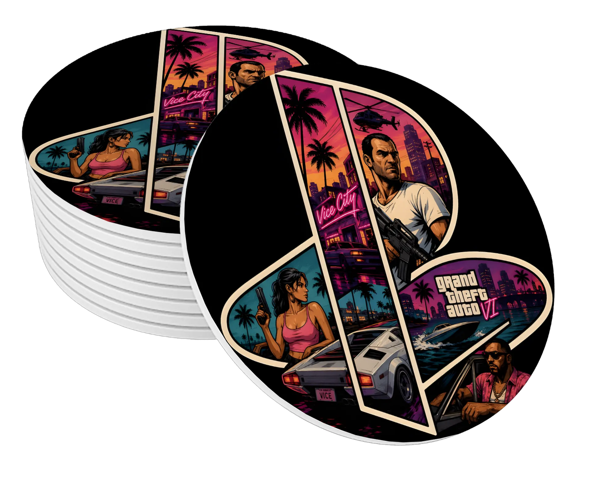 Porta-copo Grand Theft Auto VI Arte Urbana MDF - Imagem 1