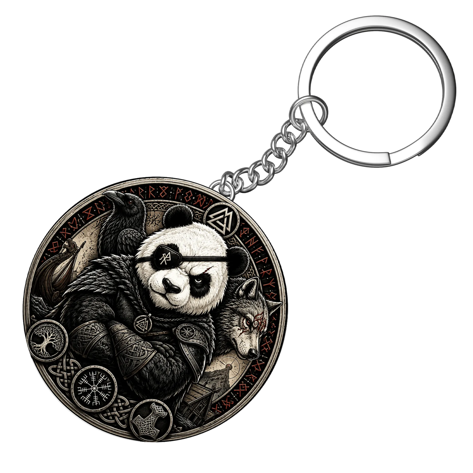 Chaveiro MDF Panda Guerreiro Estilo Viking de Expanda Podcast  — imagem 3 de 3