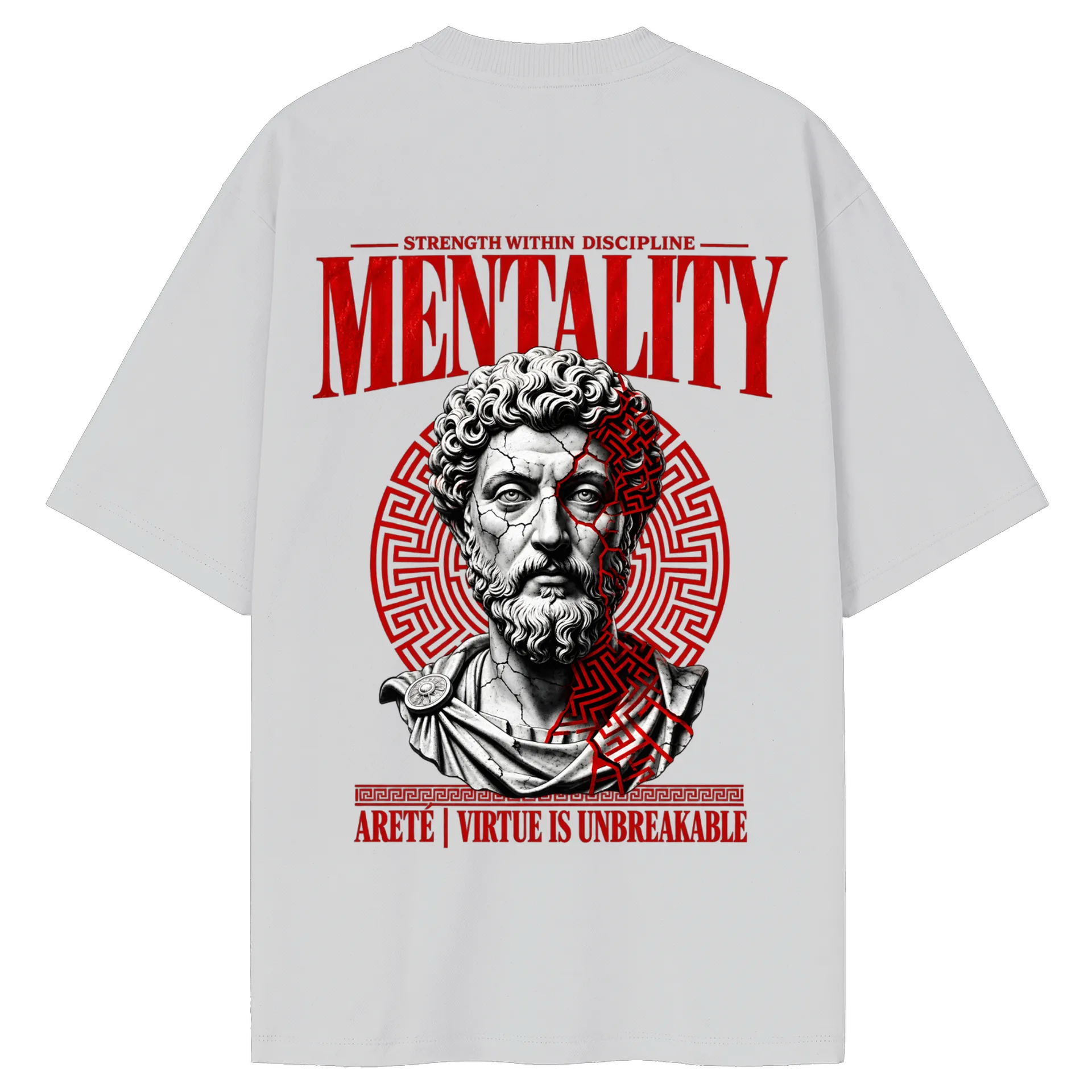 Camiseta Oversized Estátua Clássica Estilo Grunge Vermelha - Imagem 8
