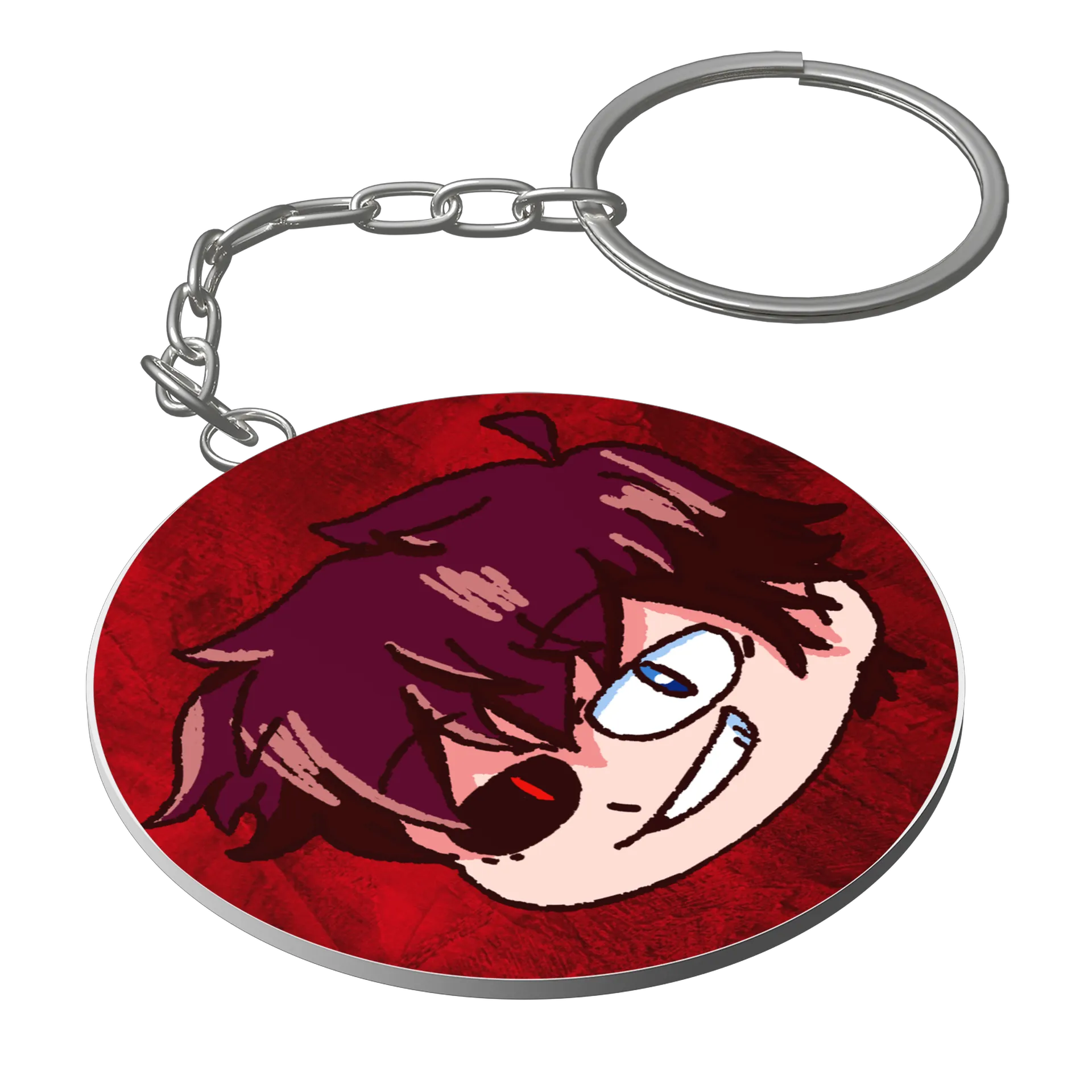 Chaveiro MDF Emote WX Feliz C/ Fundo Vermelho - Imagem 1
