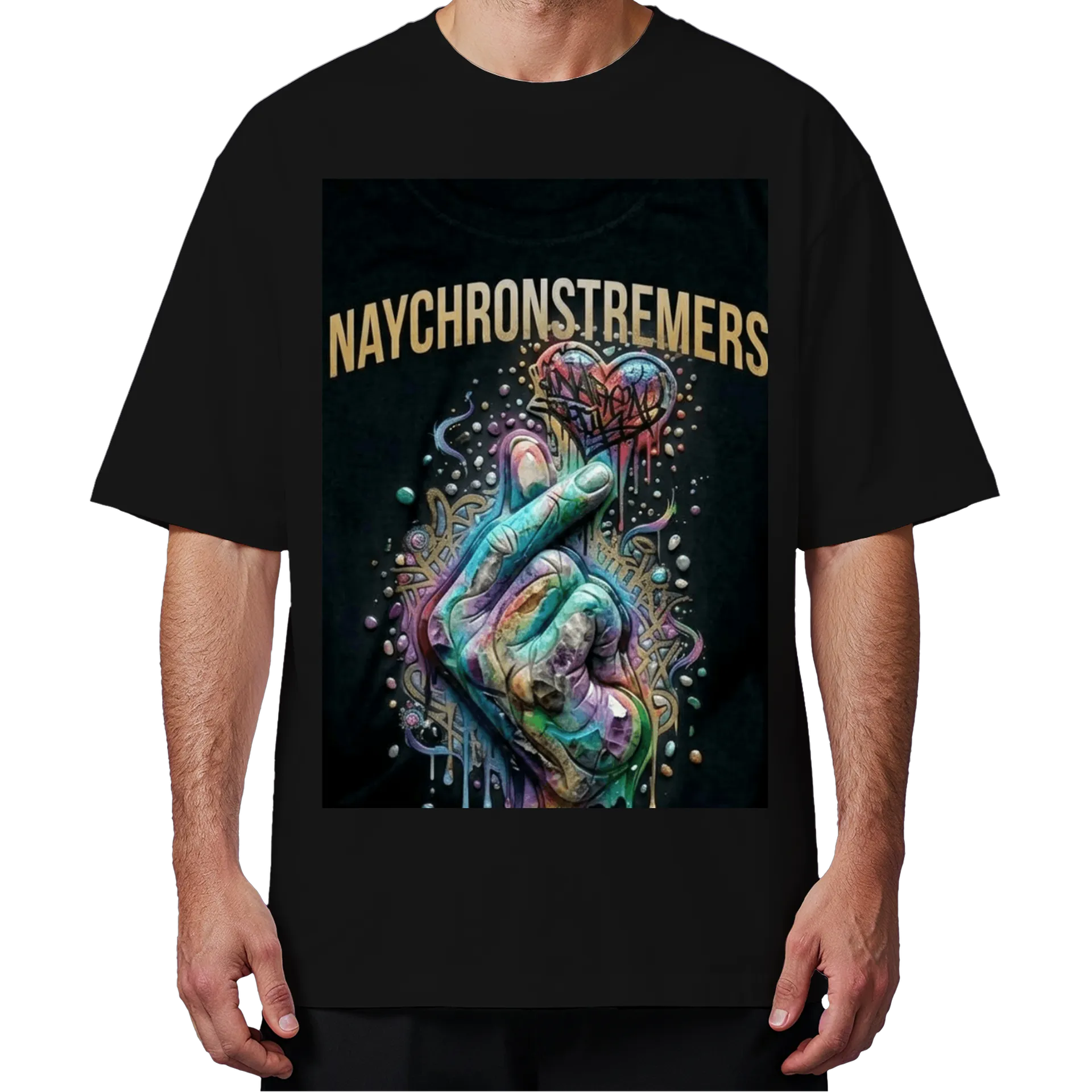 Camiseta Oversized NAYCHRONSTREAMERS Caveira Graffiti - Imagem 4