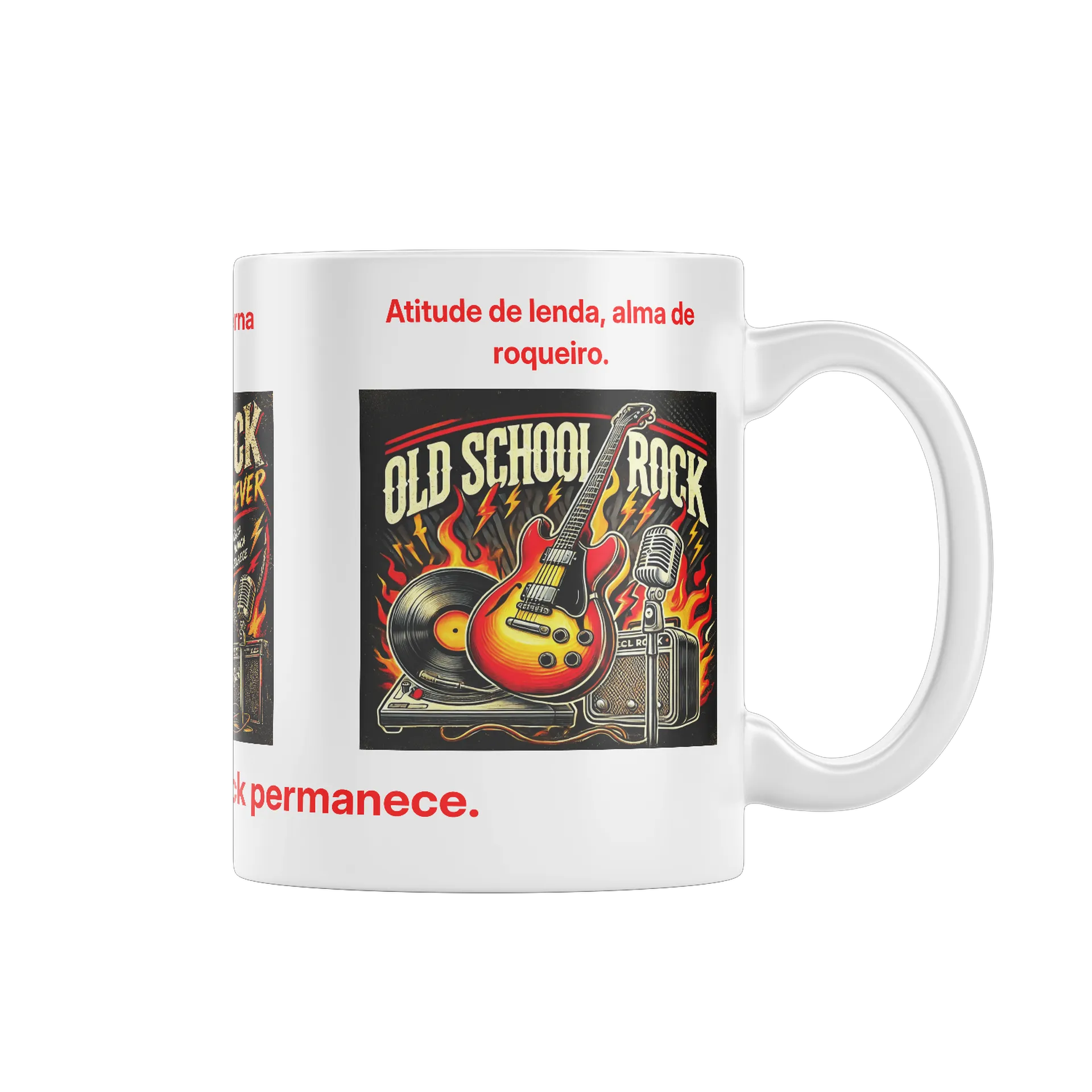 Caneca Rock Forever Guitarra e Vinil Vintage 325ml - Imagem 1