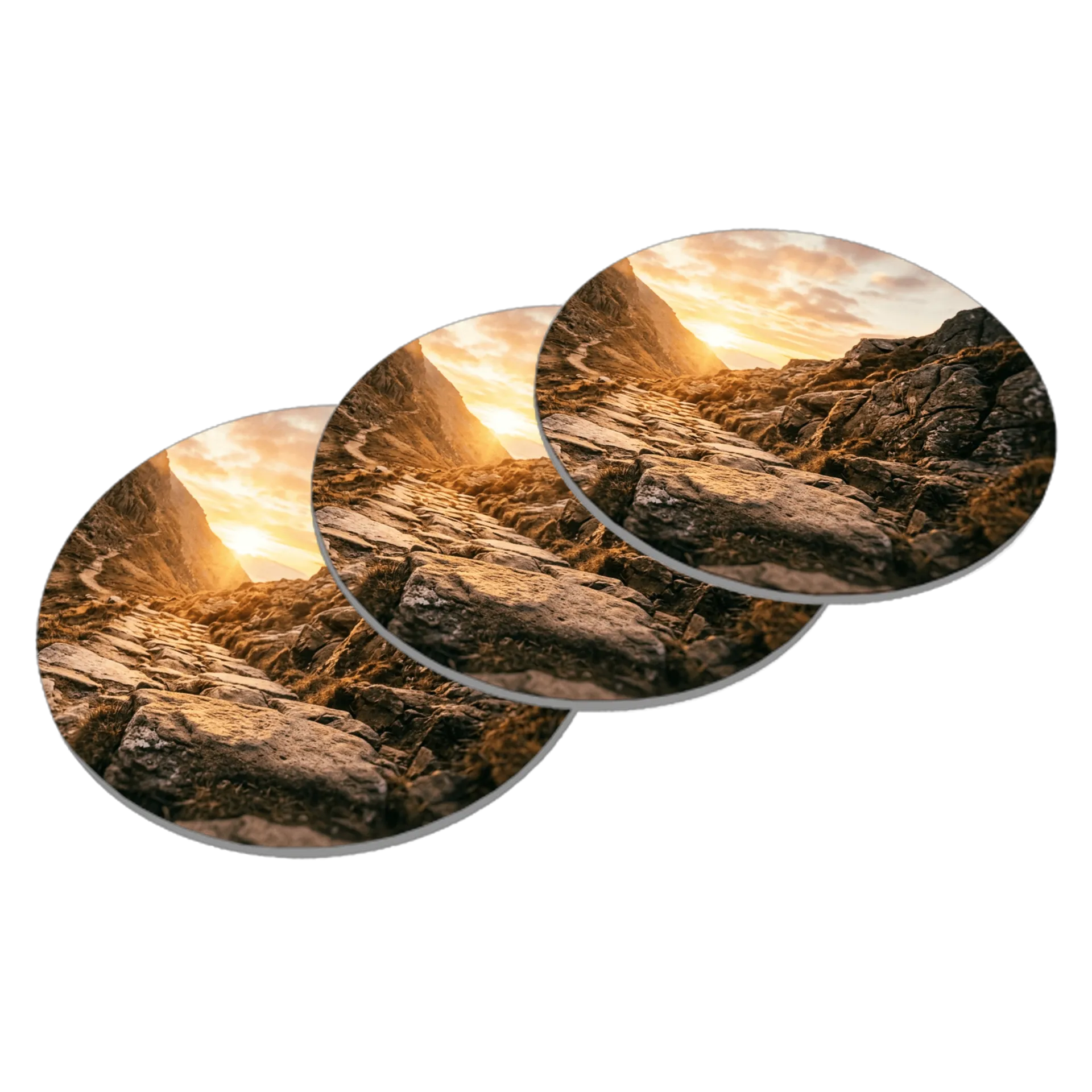 Porta-copo Paisagem Caminho Rochoso ao Pôr do Sol MDF - Imagem 2