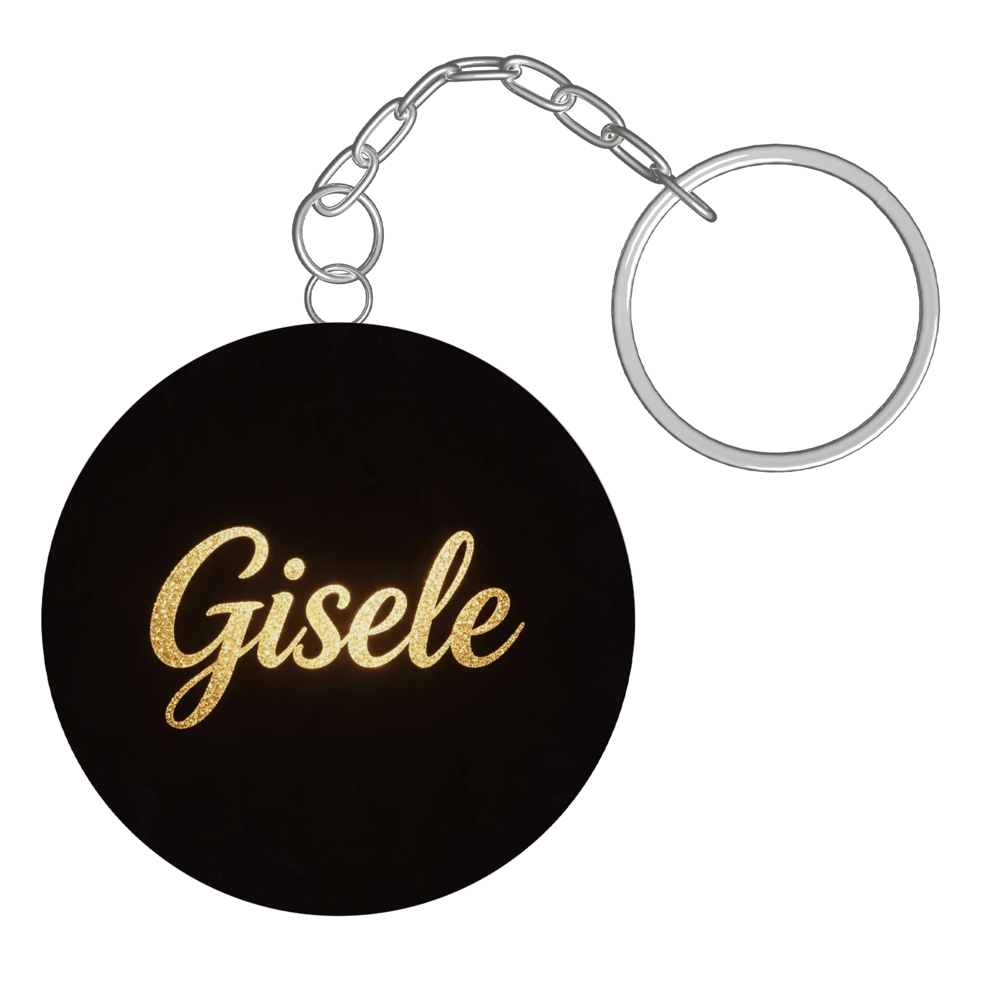 Chaveiro MDF Gisele Estampa Letras Glitter Ouro - Imagem 2