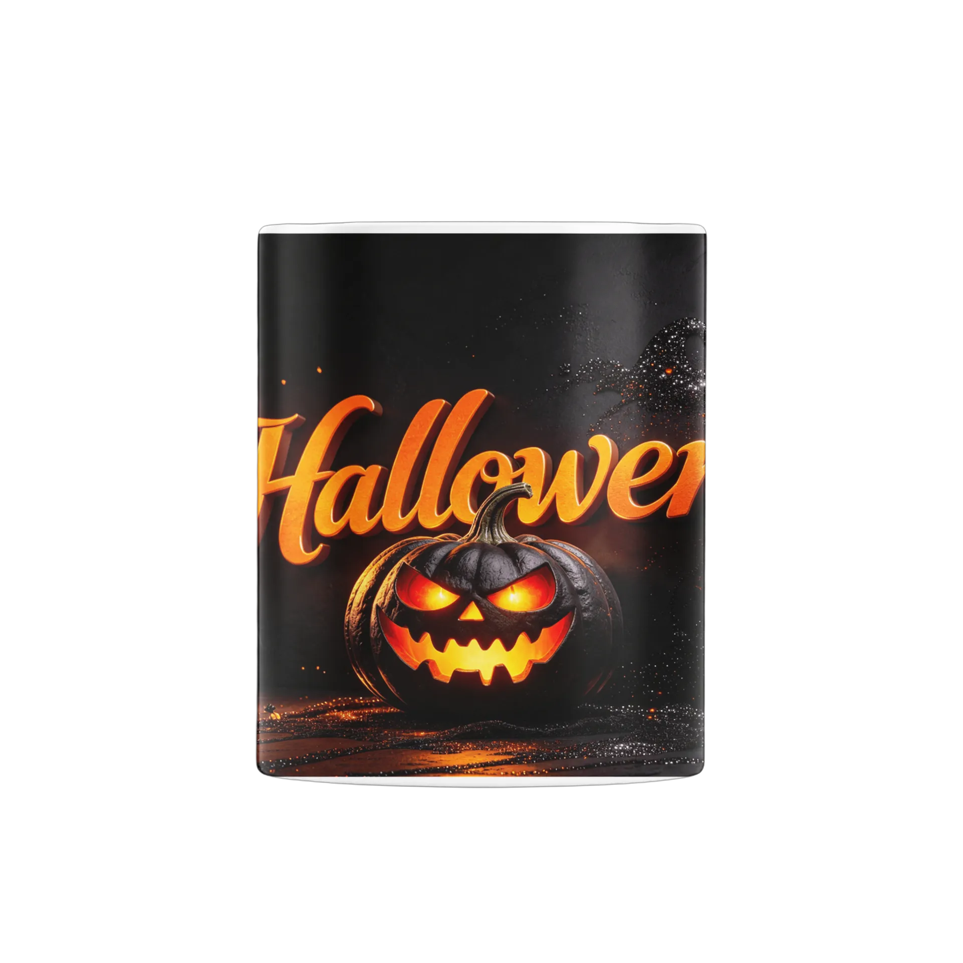 Caneca Abóbora de Halloween Tipográfica Preta e Laranja - Imagem 2