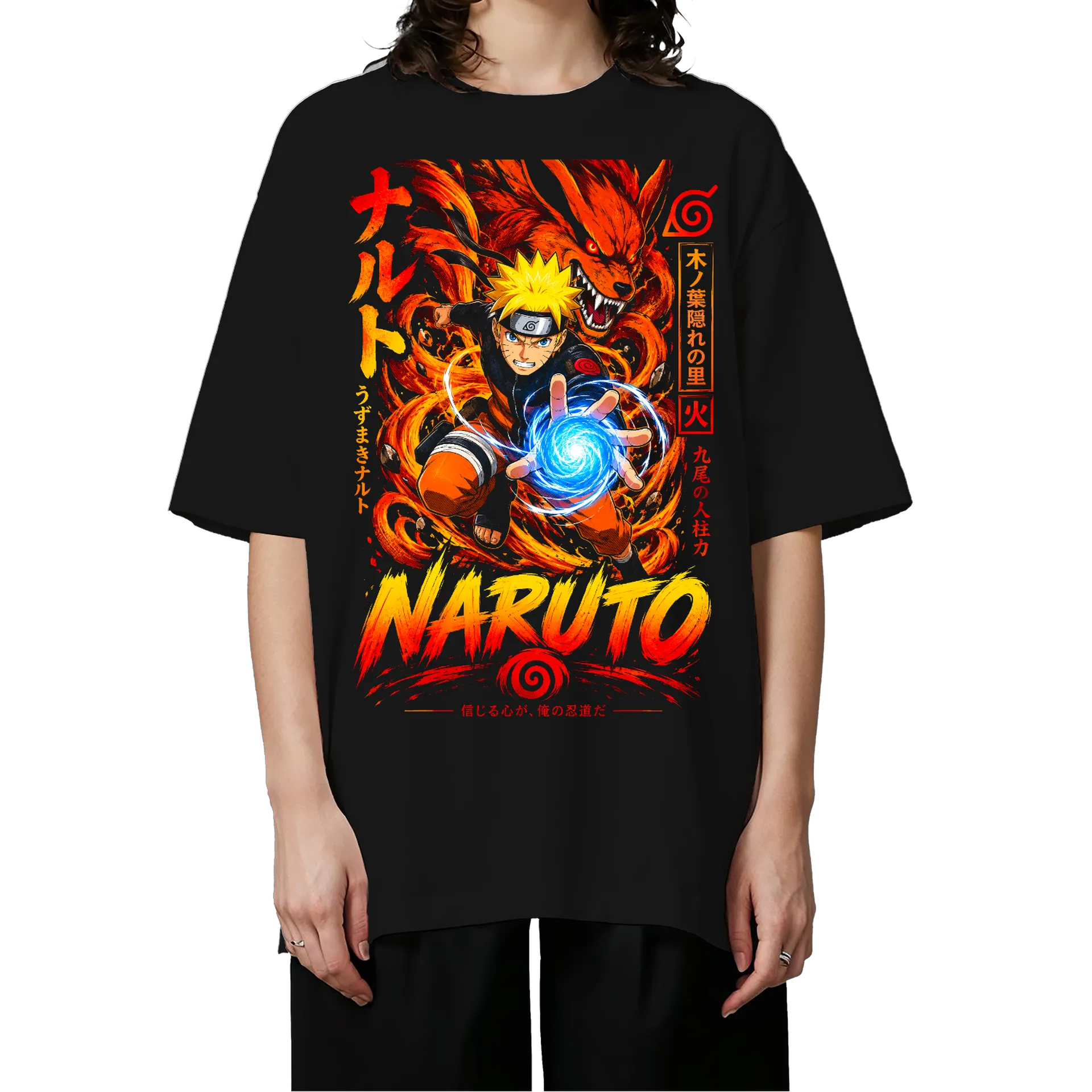 Camiseta Oversized Naruto e Kurama Anime Premium - Imagem 3