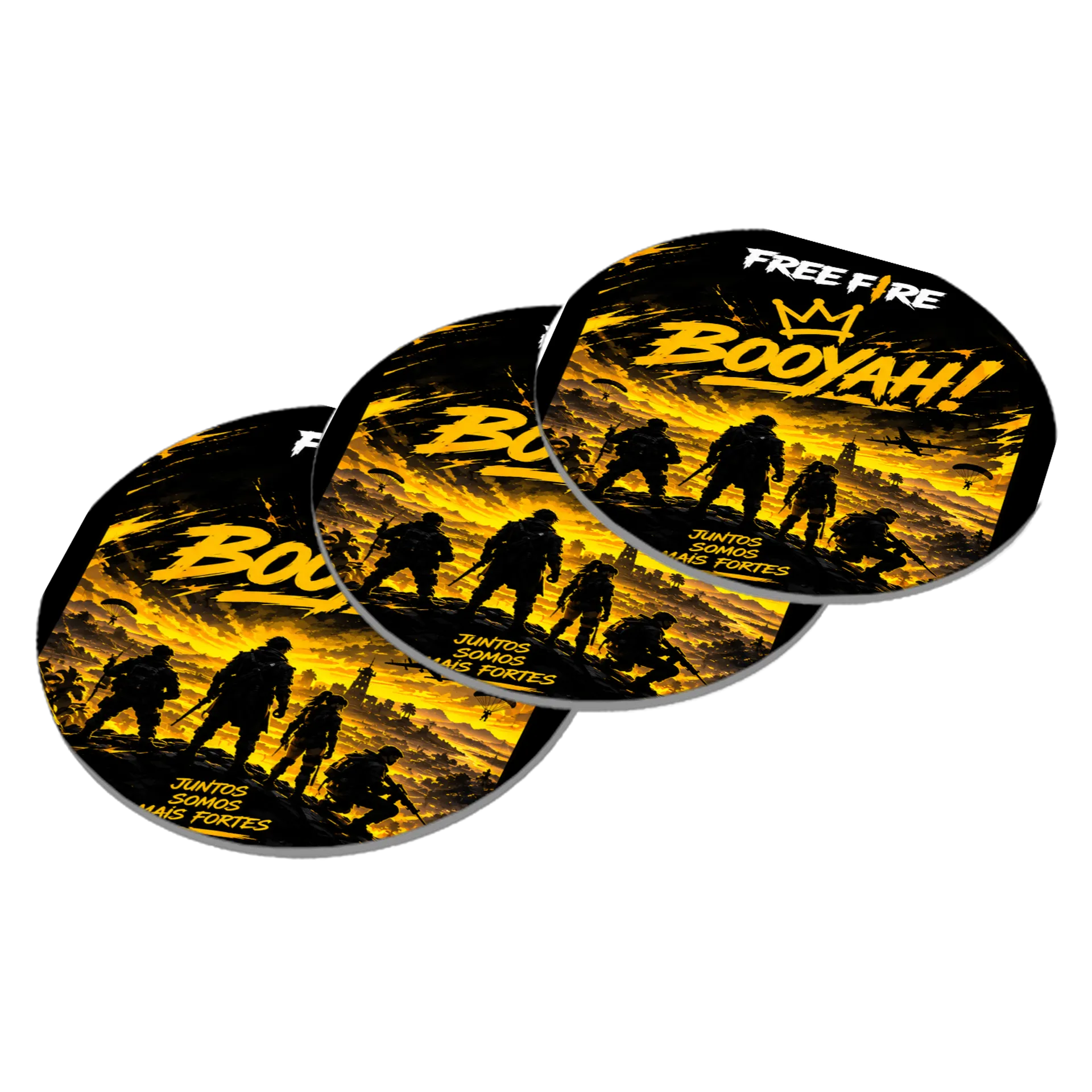 Porta-copo Free Fire Booyah Tipográfico MDF - Imagem 2