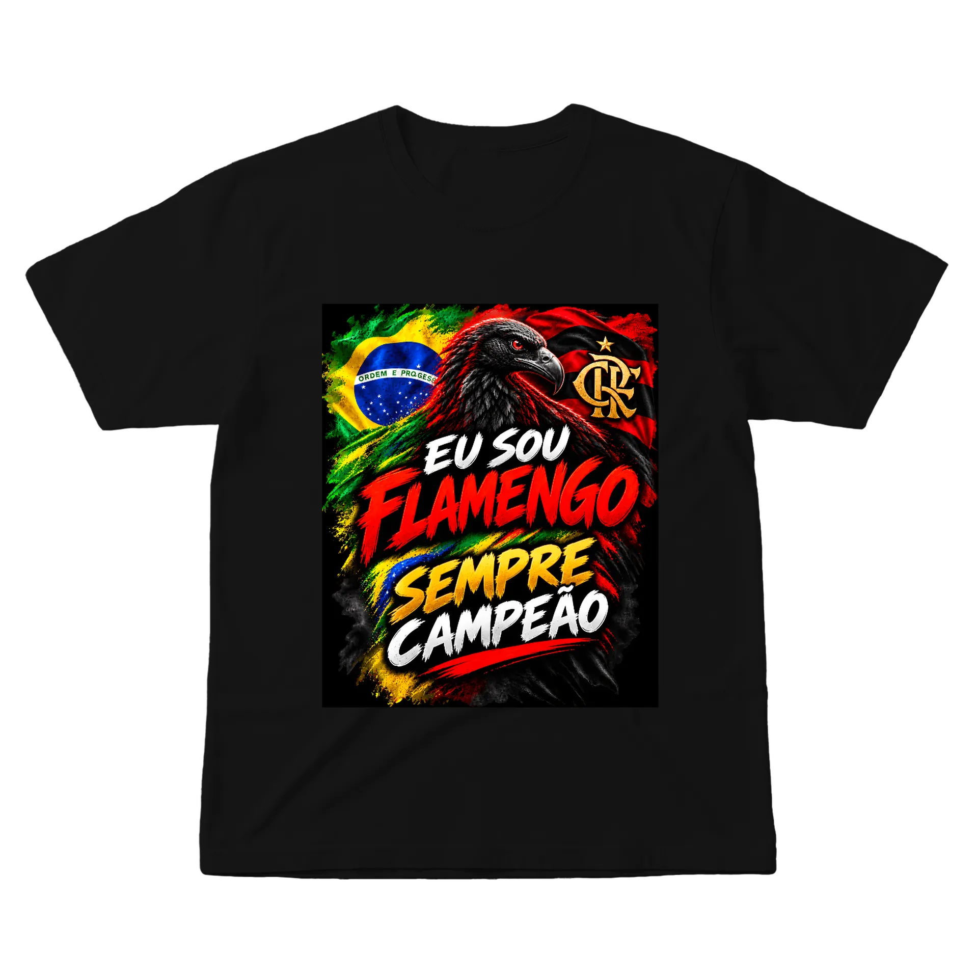 Camiseta Flamengo Urubu Tipográfica 100% Algodão - Imagem 1