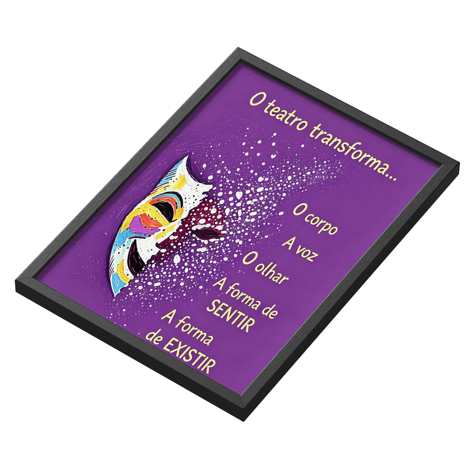 Quadro Máscara Colorida Artística A3 MDF e Vidro - Imagem 3