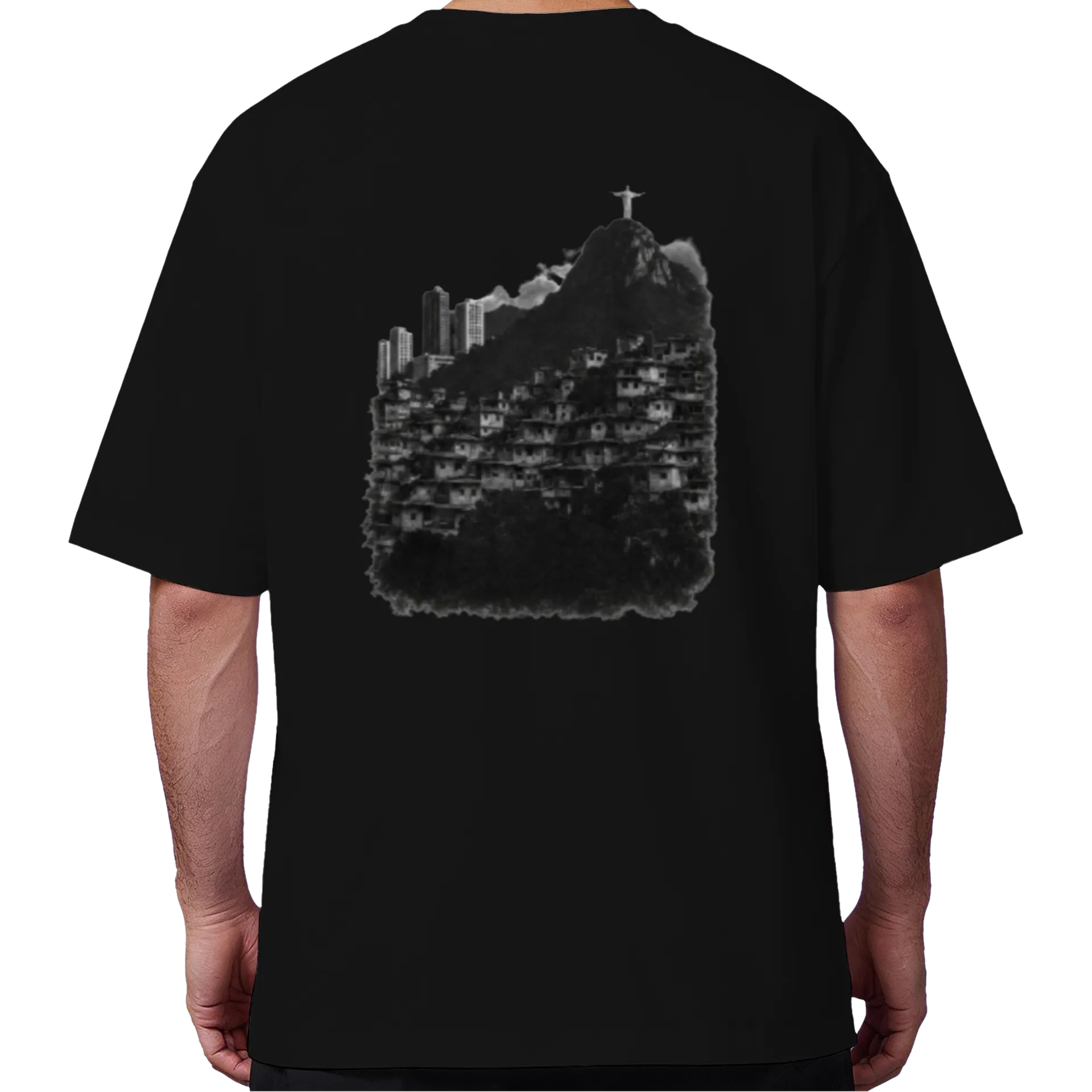 Camiseta Oversized Arte Cidade Rio de Janeiro Preto - Imagem 6