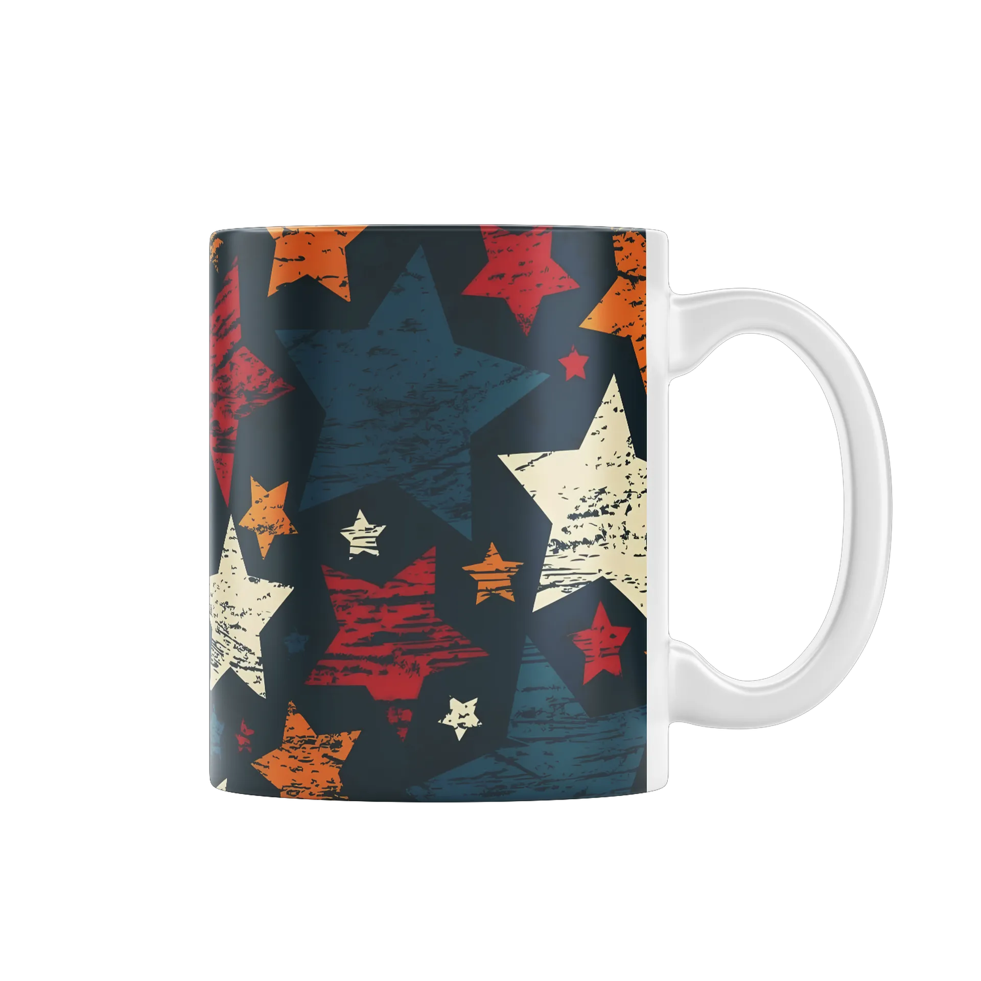 Caneca Porcelana Estampa Estrelas Coloridas 325ml - Imagem 1