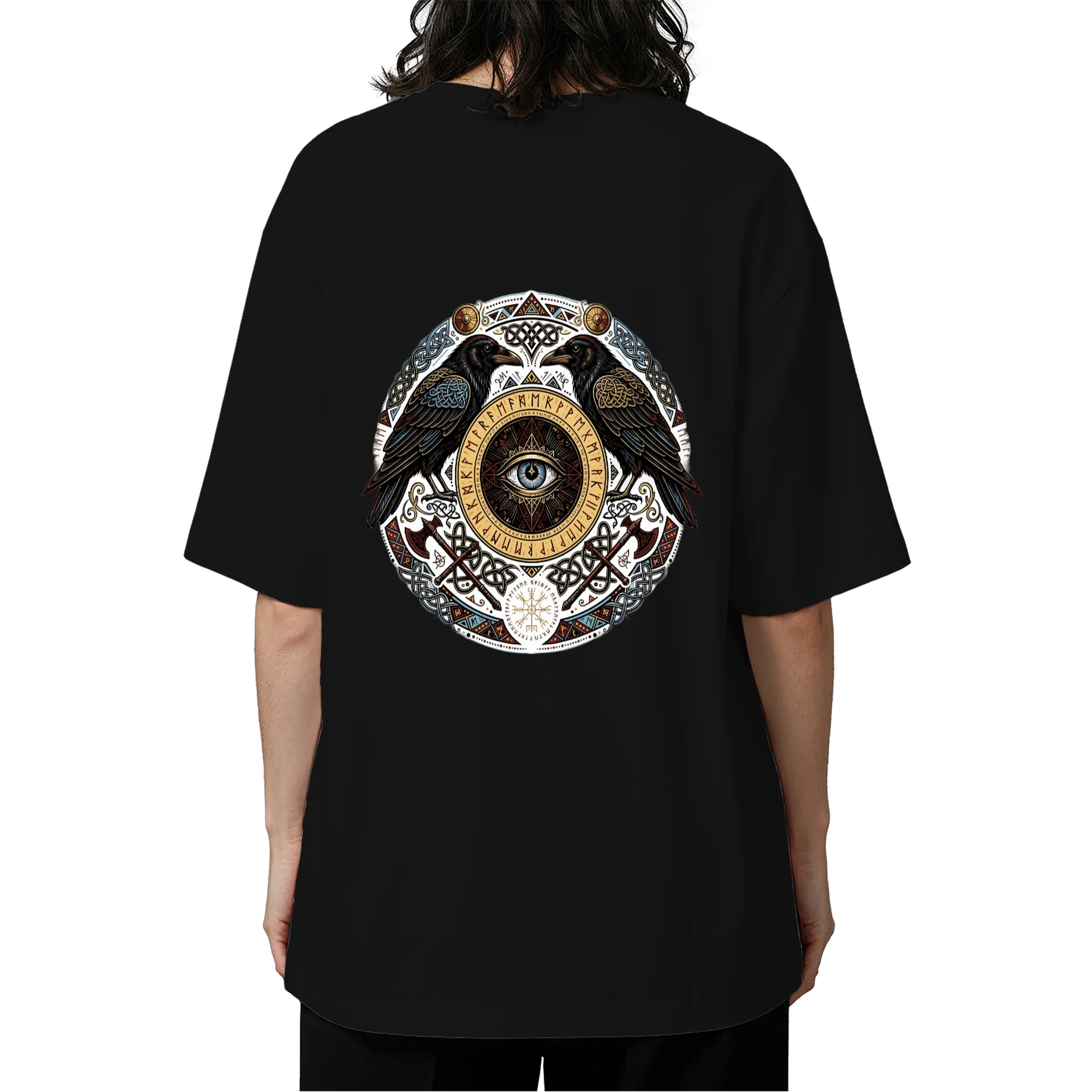 CAMISETA OVERSIZE CORVOS DE ODIN - HUGIN E MUNIN - Imagem 6