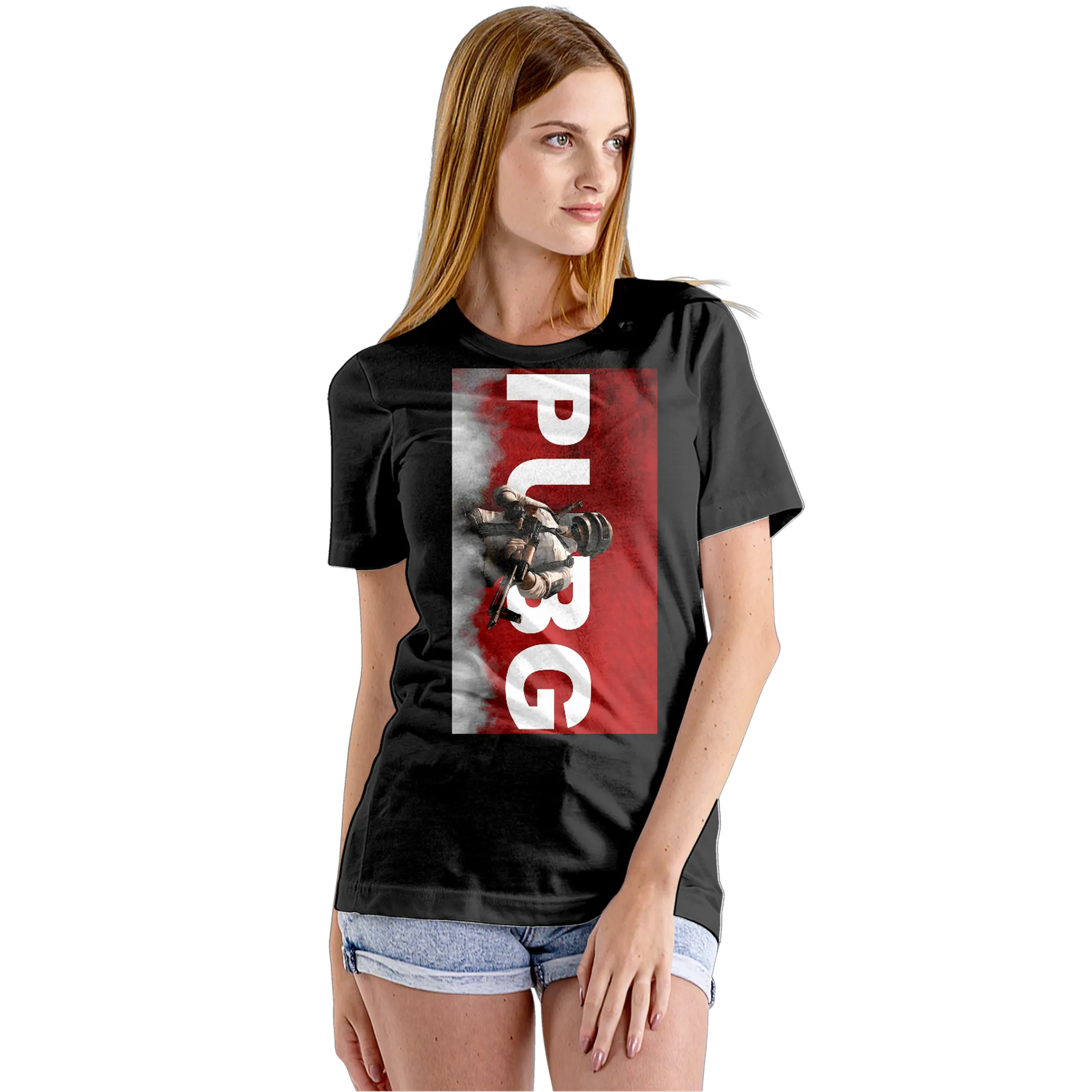 Camiseta Babylook Soldado com Fuzil Estampa Vermelha 100% - Imagem 5