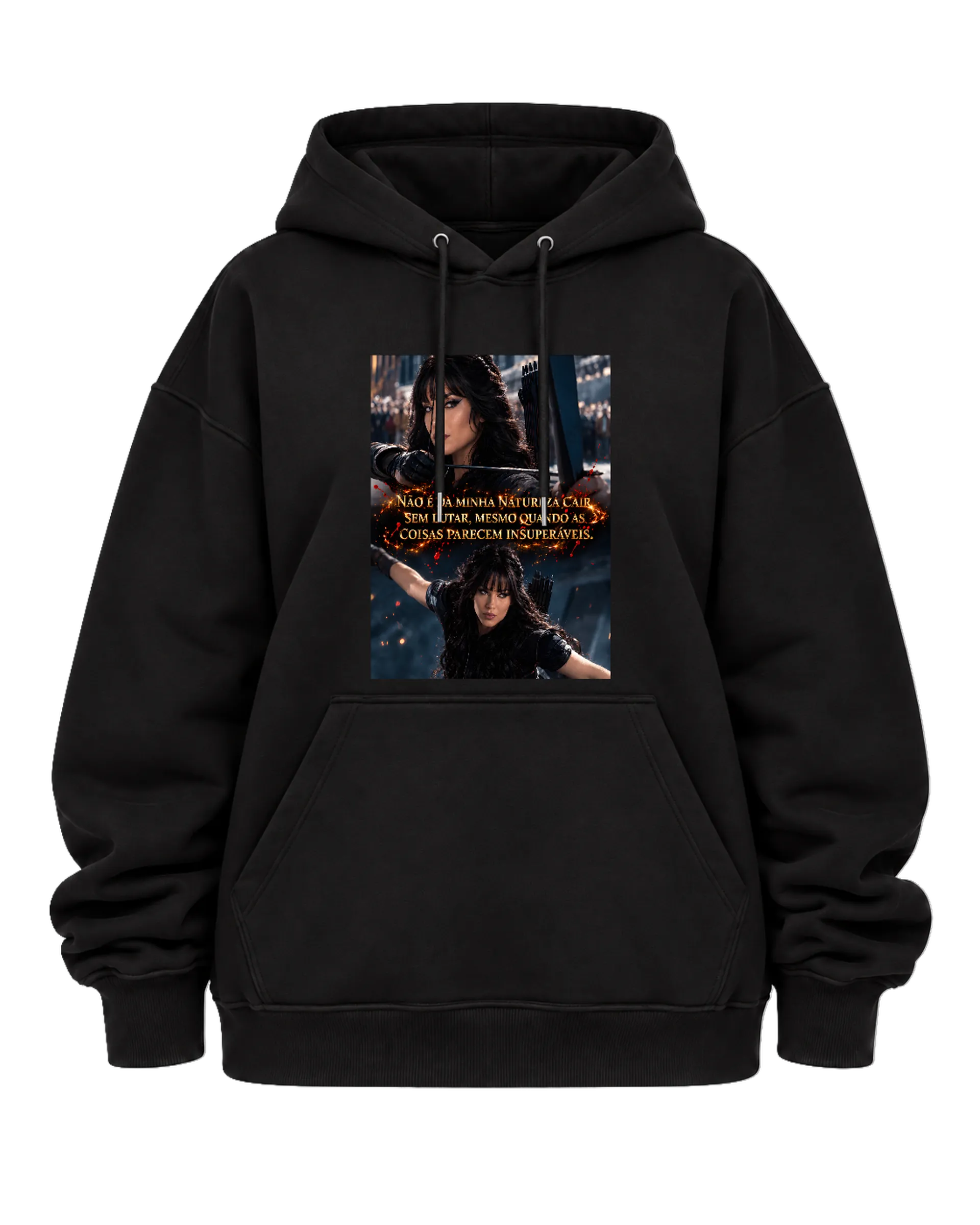 Blusa Moletom Canguru Arqueira com Frase Dourada e Vermelha - Imagem 5