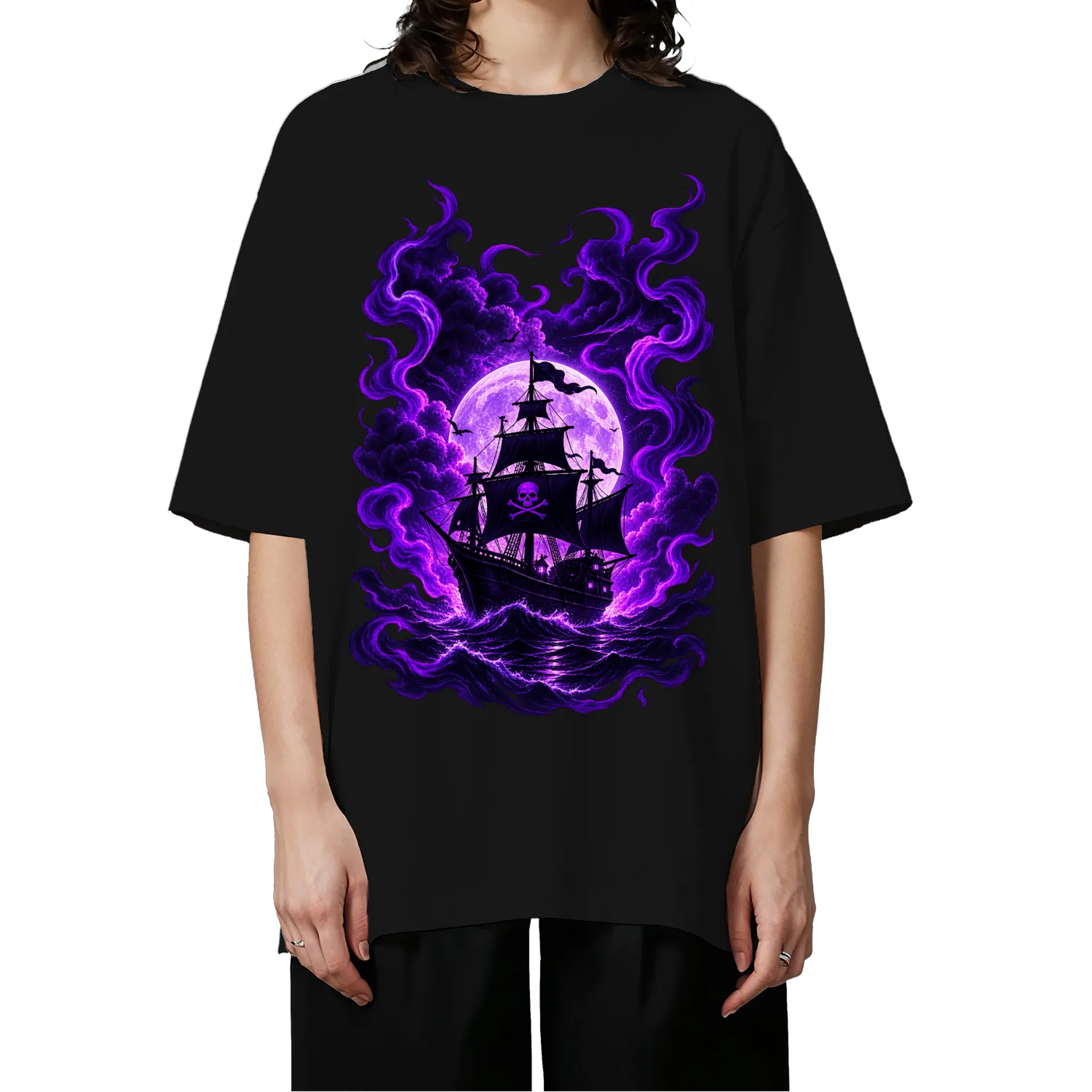 Camiseta Oversized Navio Sob a Lua - Imagem 3