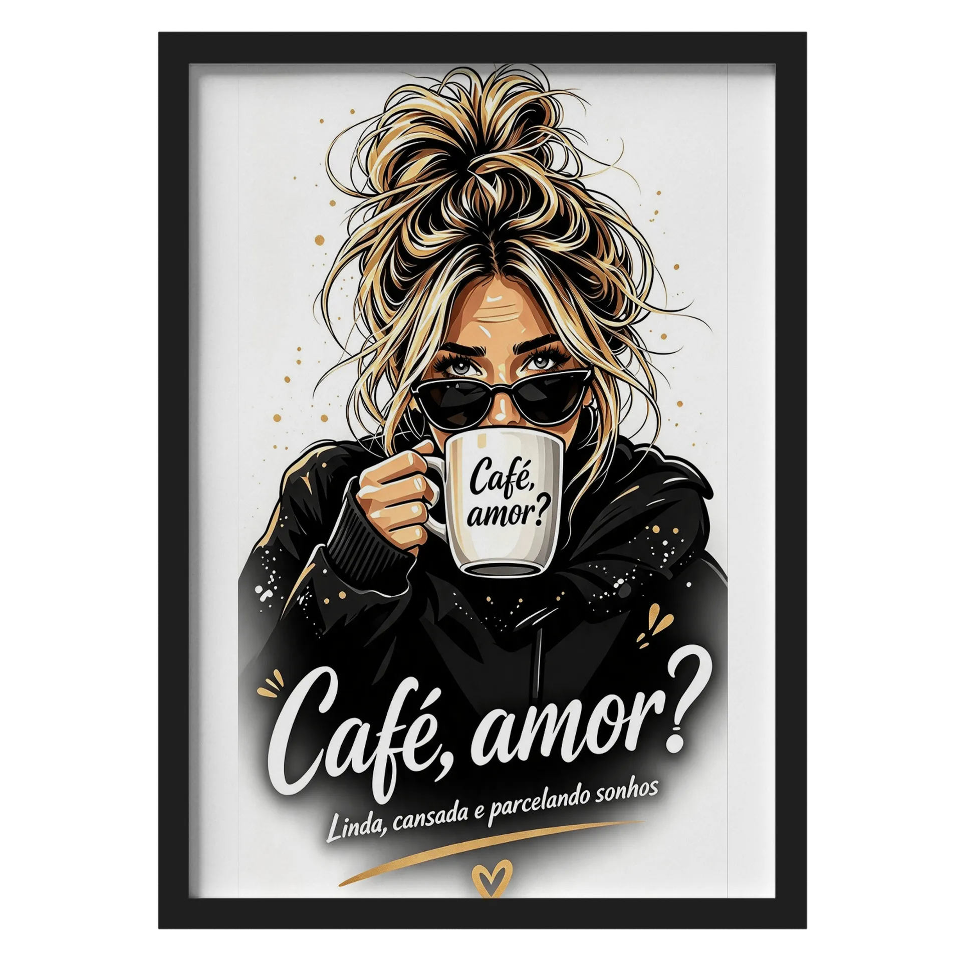 Quadro A3 personalizado Com Vidro Café, Amor? de Graciele Rosa  — imagem 1 de 3