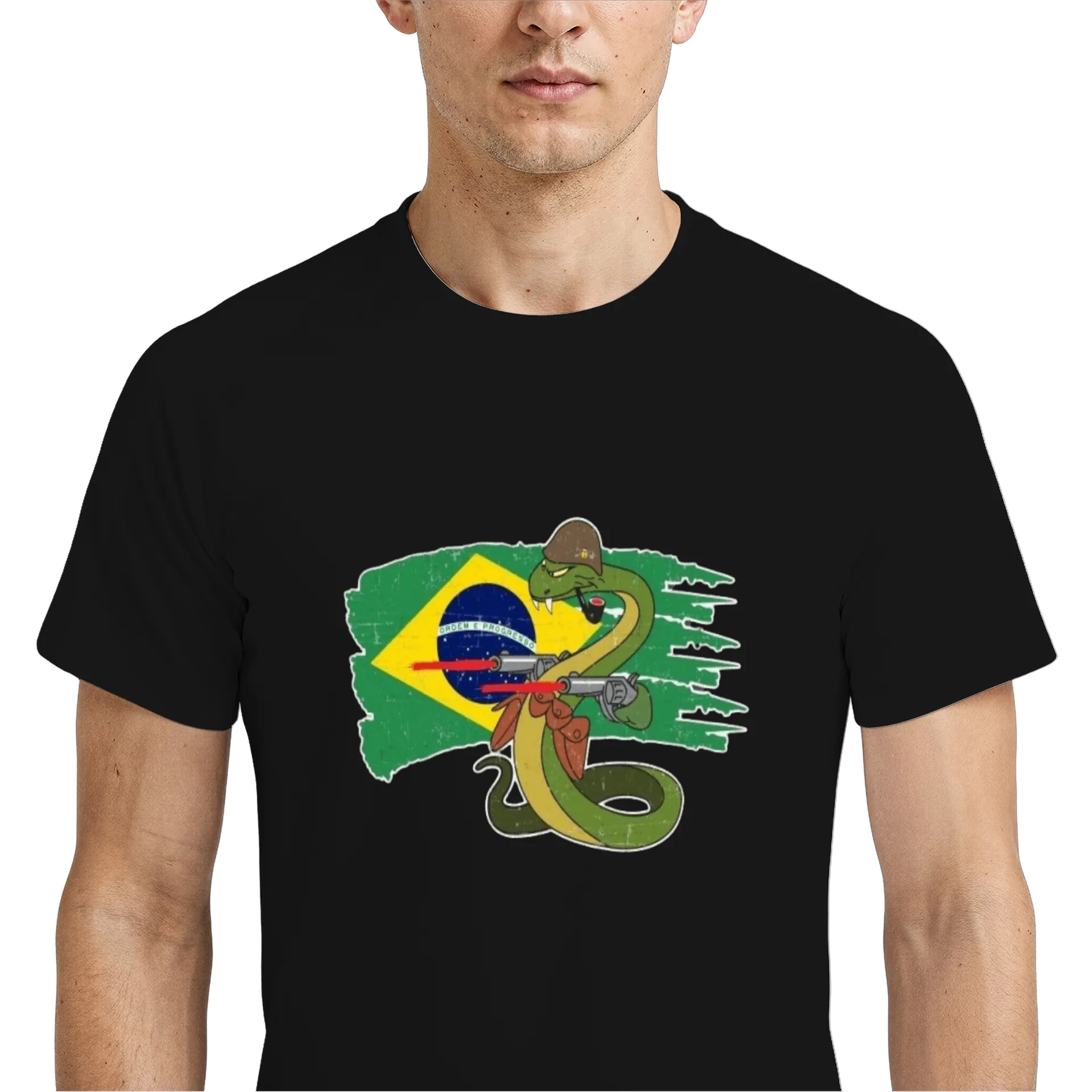 Camiseta Dry Fit Cobra Cartunesca Bandeira do Brasil Vintage - Imagem 4