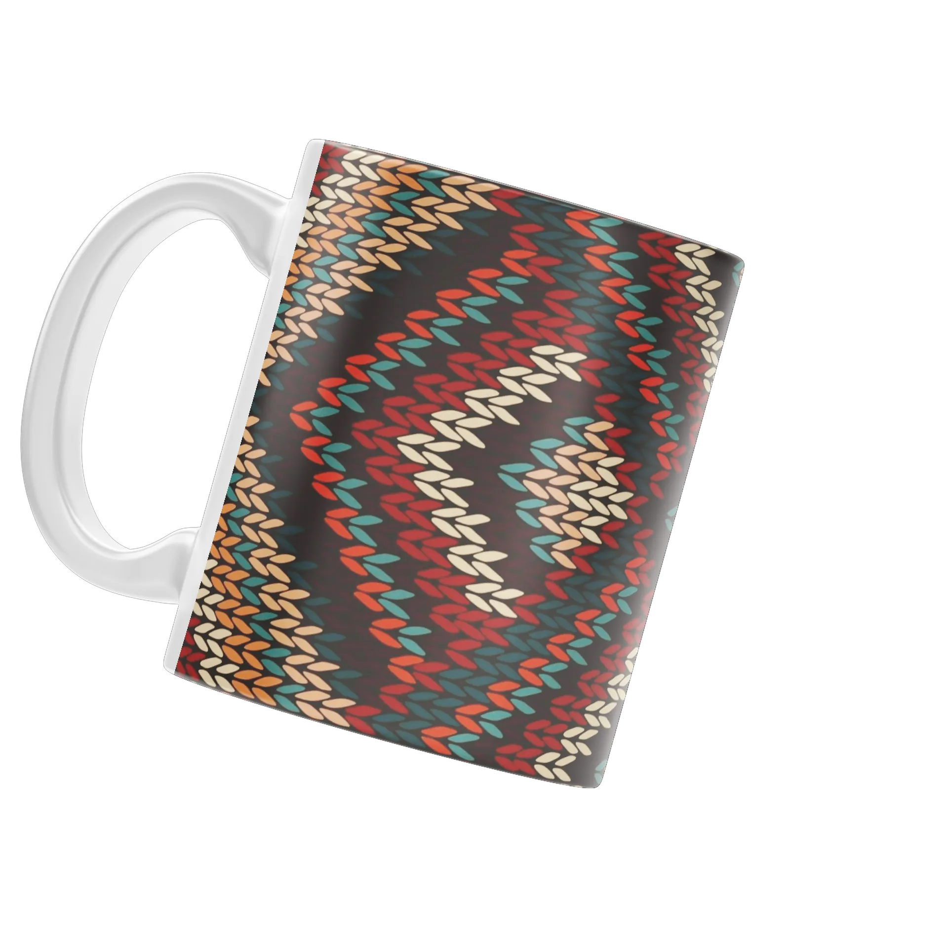 Caneca Porcelana Listras Triangulares Marrom 325ml - Imagem 3