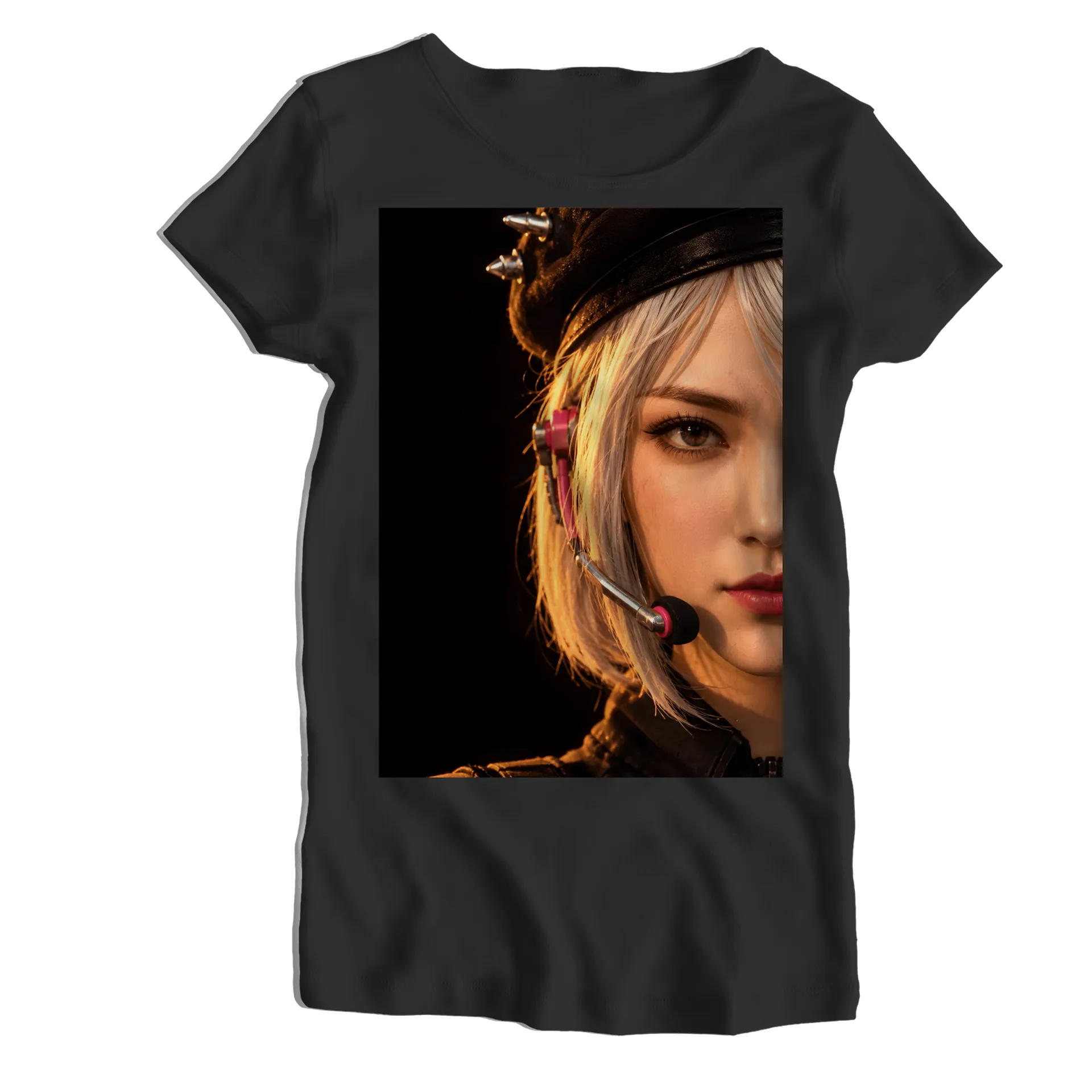 Camiseta Babylook Retrato de Mulher com Headset Gamer 100% - Imagem 1
