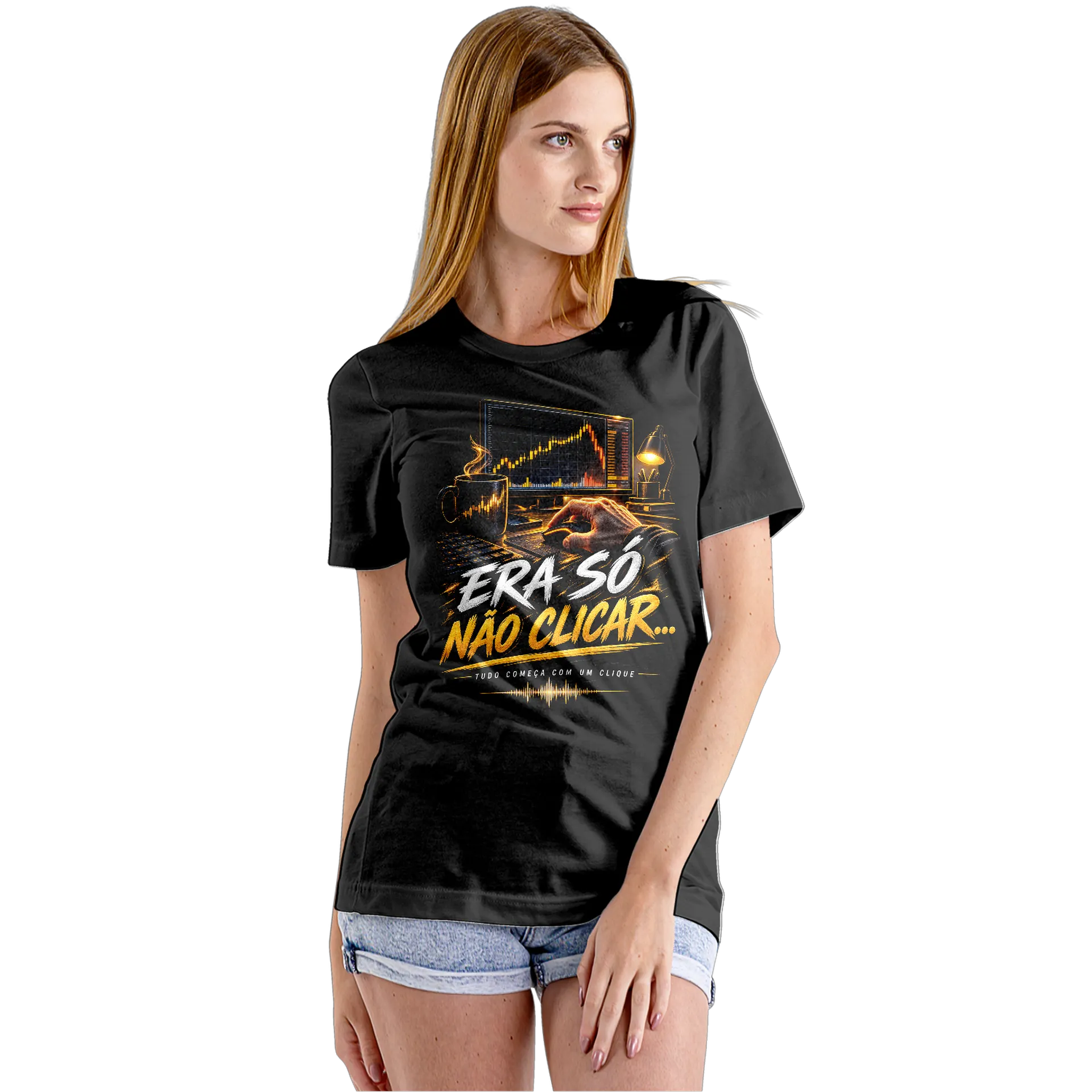 Camiseta Babylook Era Só Não Clicar 100% Algodão de UM DJ NA BOLSA — imagem 5 de 5