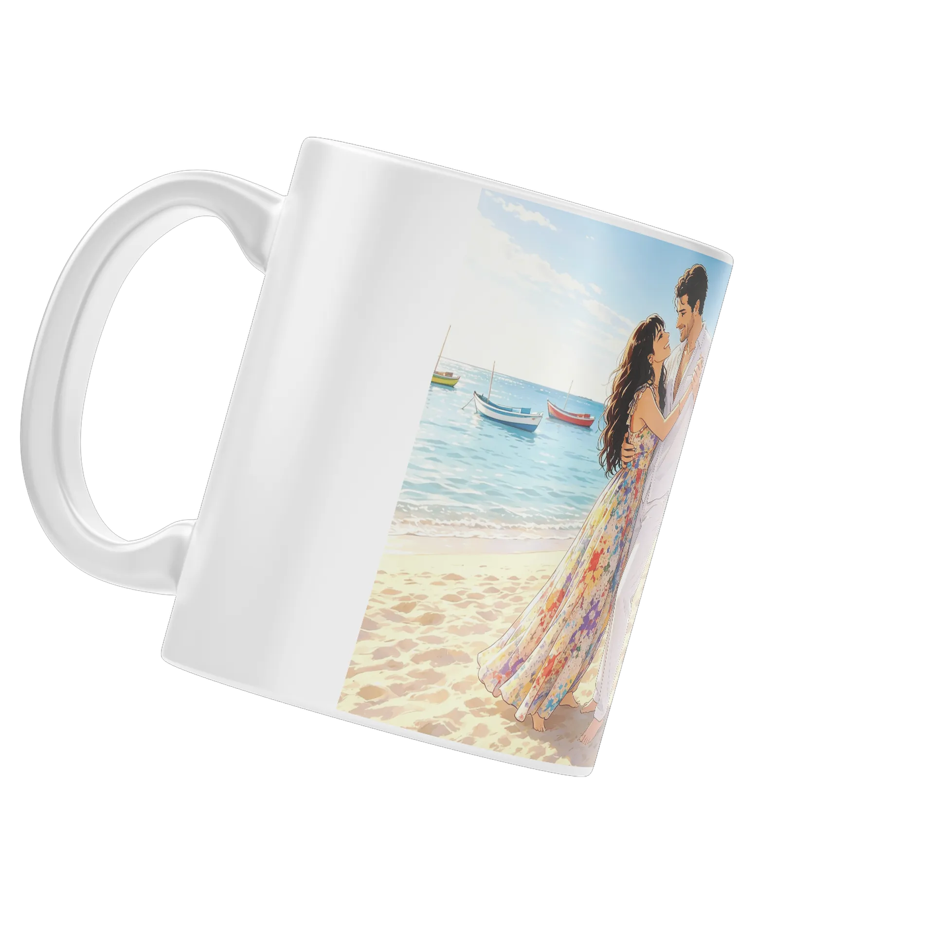 Caneca Porcelana Casal no Praia 325ml - Imagem 4