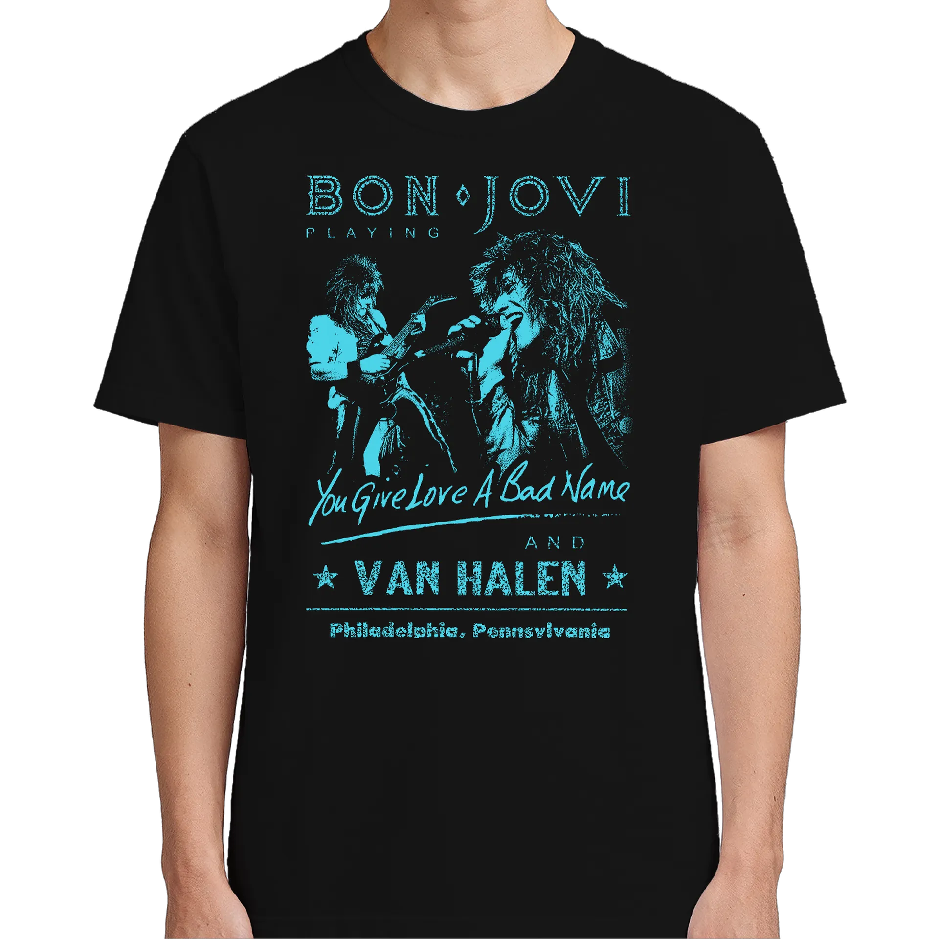 Camiseta Bon Jovi Van Halen 100% Algodão Preto - Imagem 5