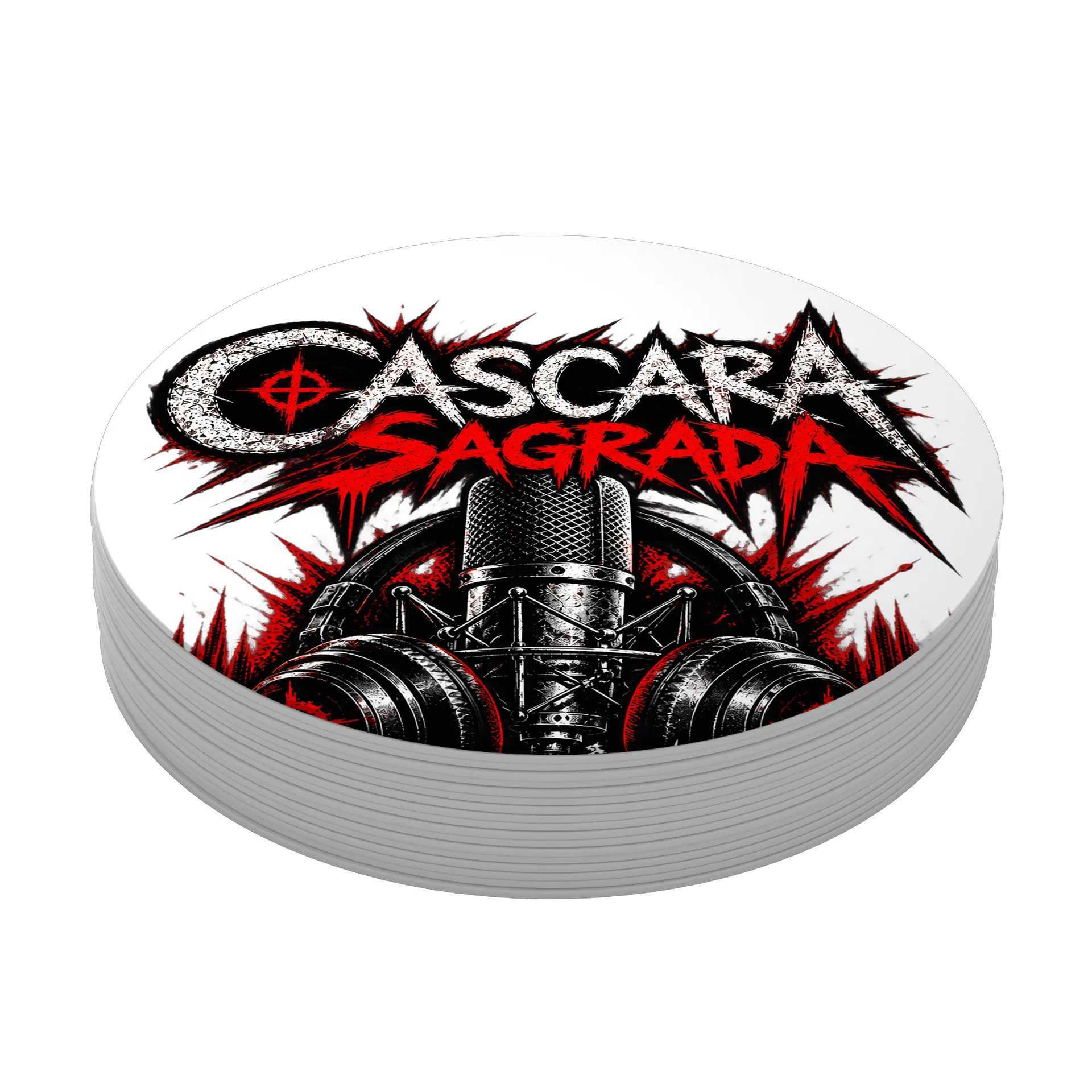Porta-copo Logo Cascara Sagrada Microfone Metal MDF - Imagem 3