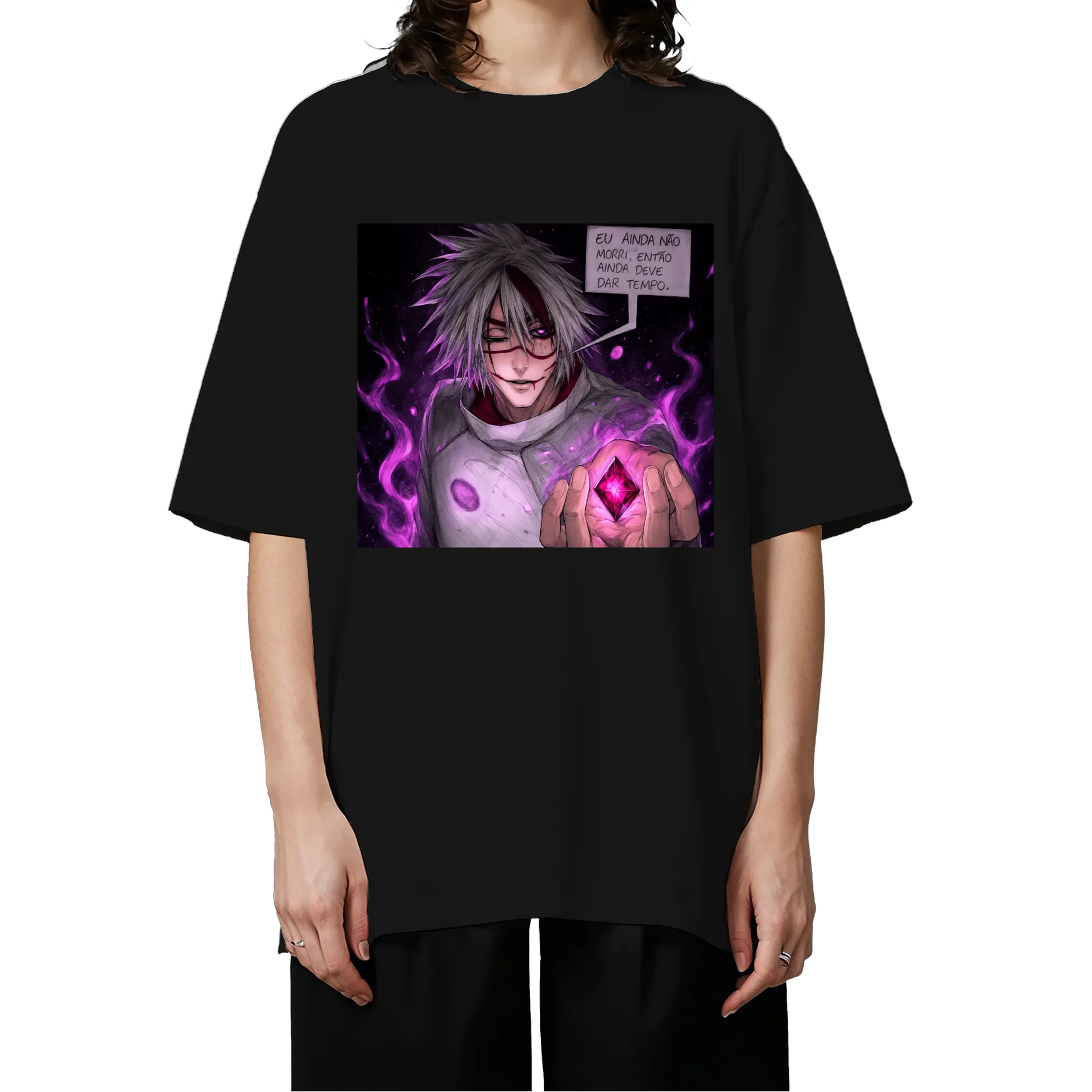 Camiseta Oversized Estampa Prisma Jaune Negra 100% Algodão - Imagem 3