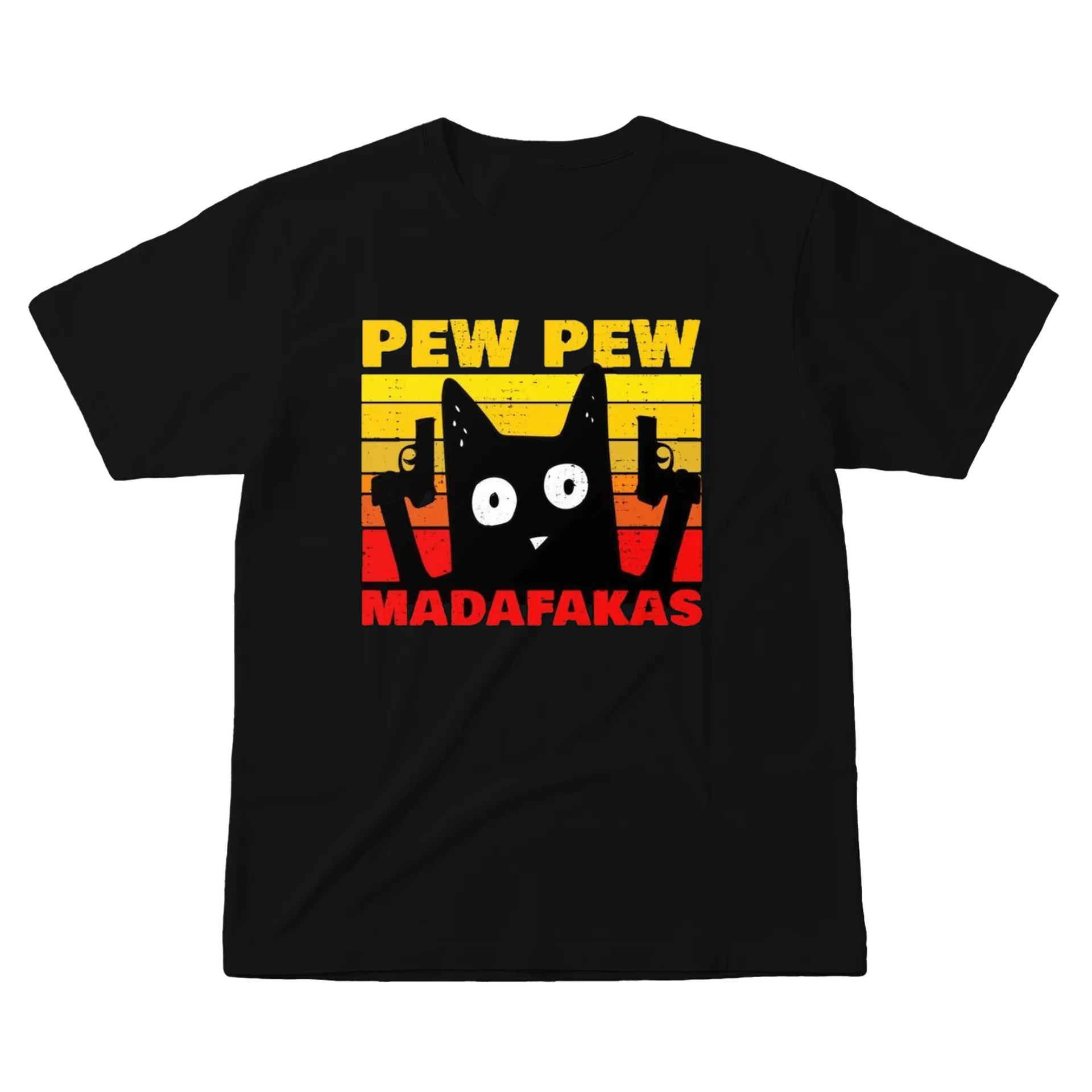 Camiseta Gato Preto Pew Pew 100% Algodão - Imagem 1