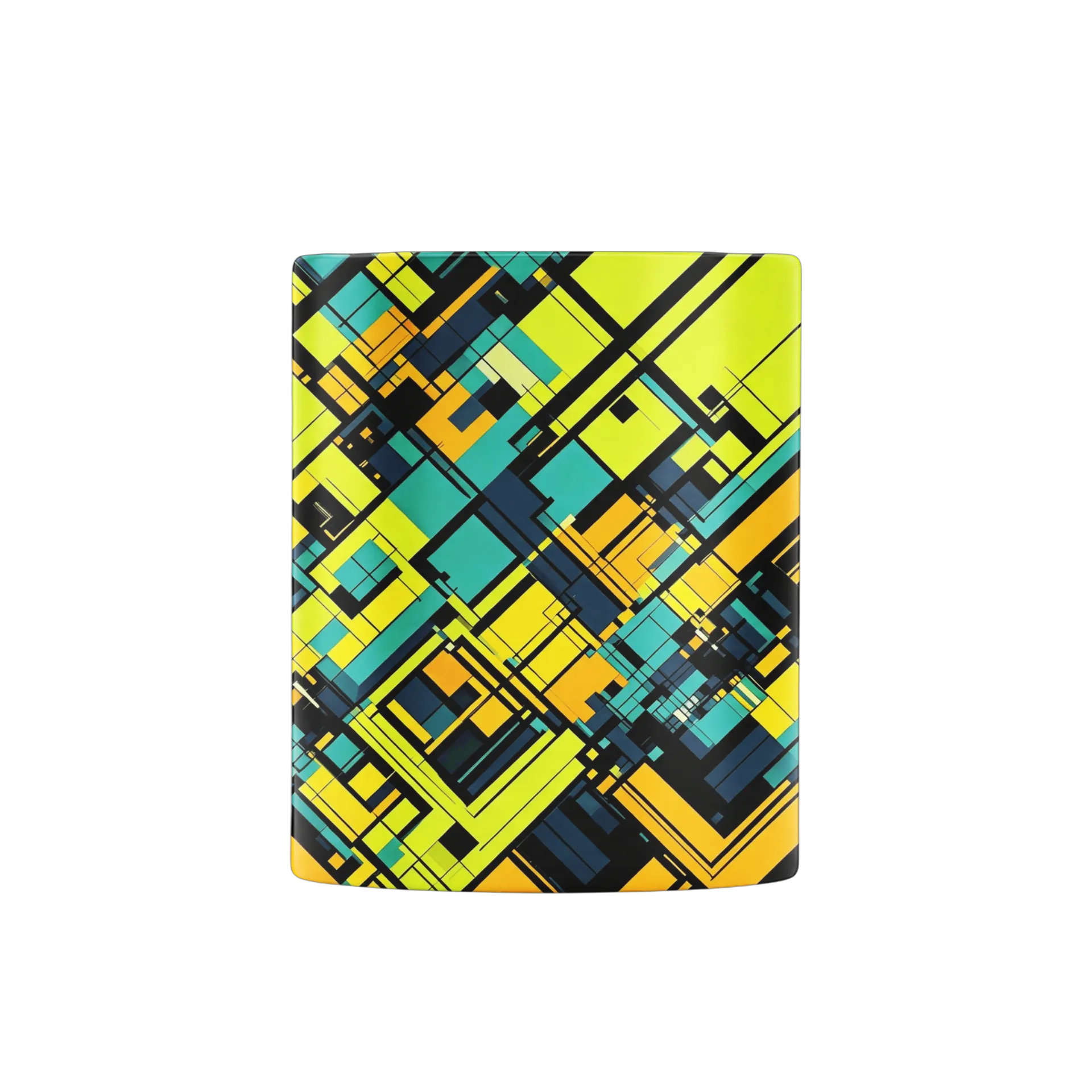 Caneca Cerâmica Geometria Abstrata Amarela 325ml - Imagem 2