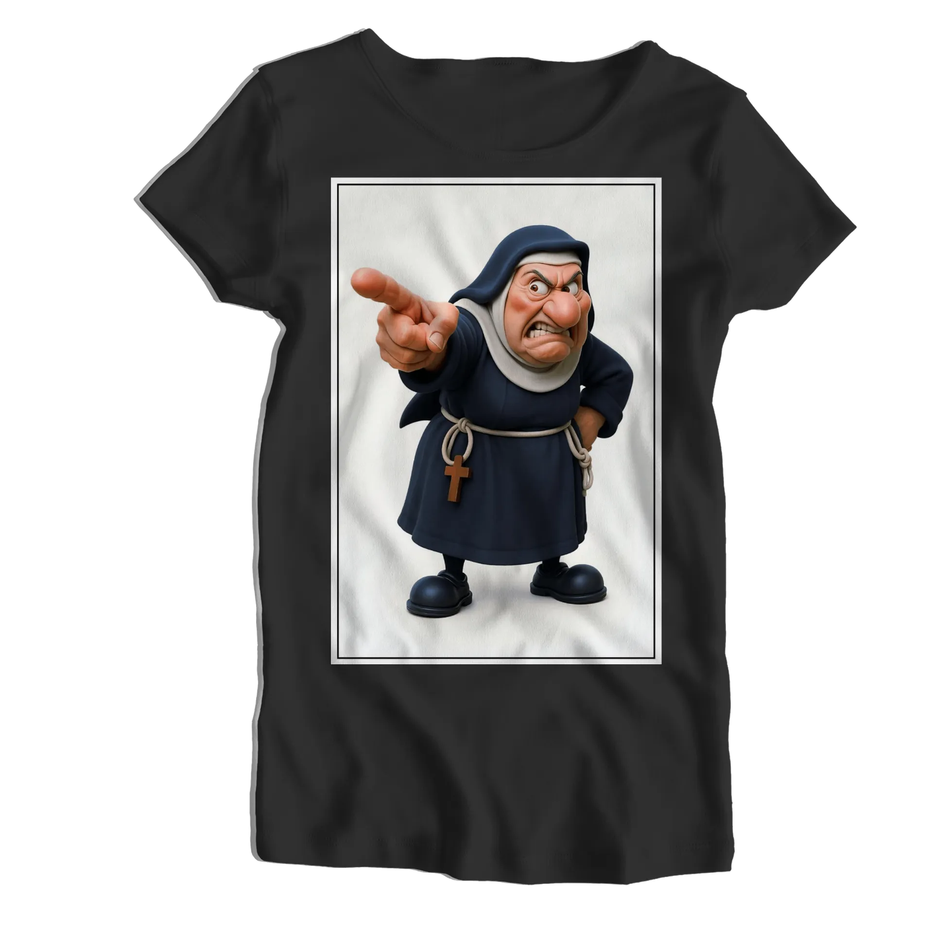 Camiseta Babylook Freira Cartoon 100% Algodão - Imagem 1