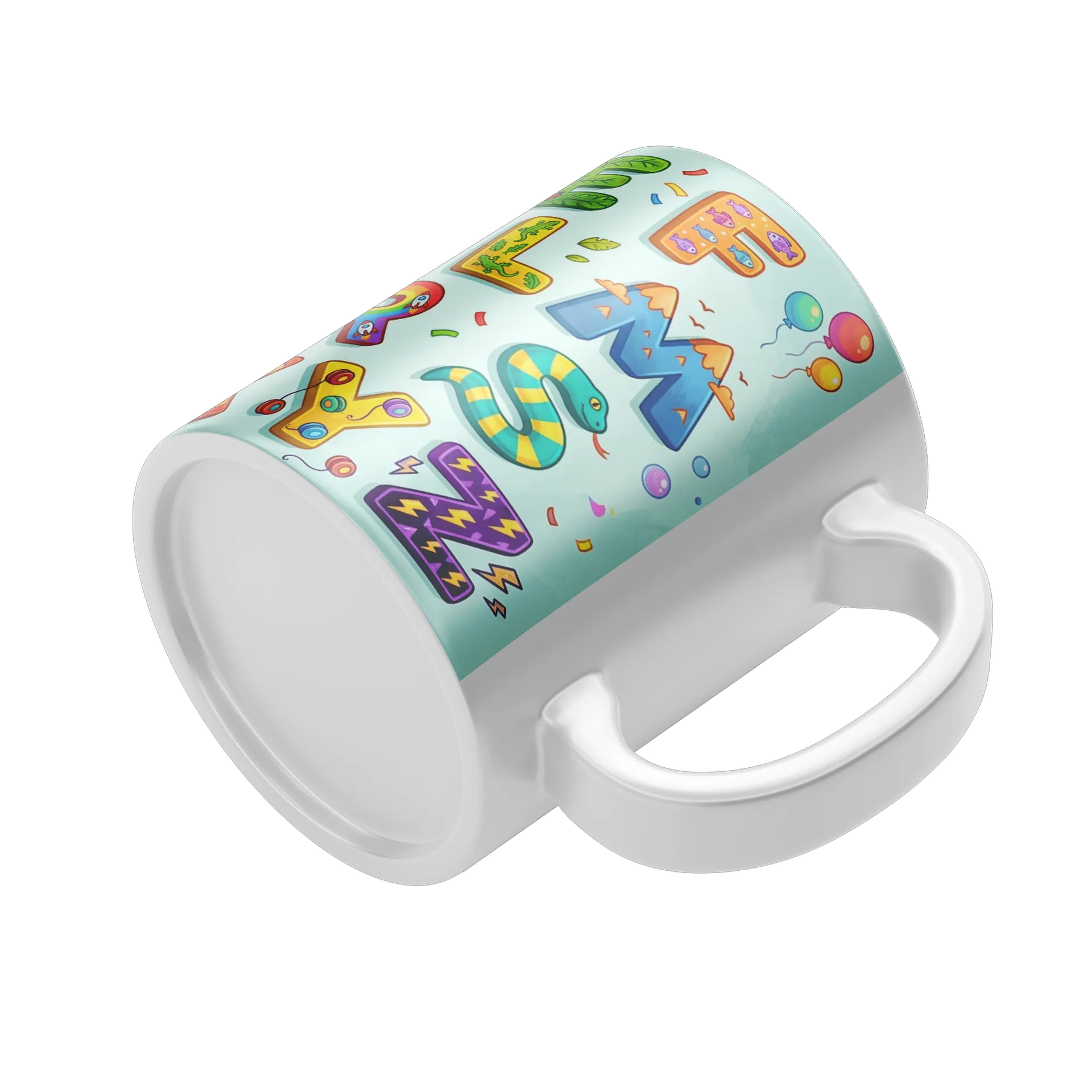 Caneca Alfabeto Infantil Ilustrado Colorido 325ml - Imagem 4