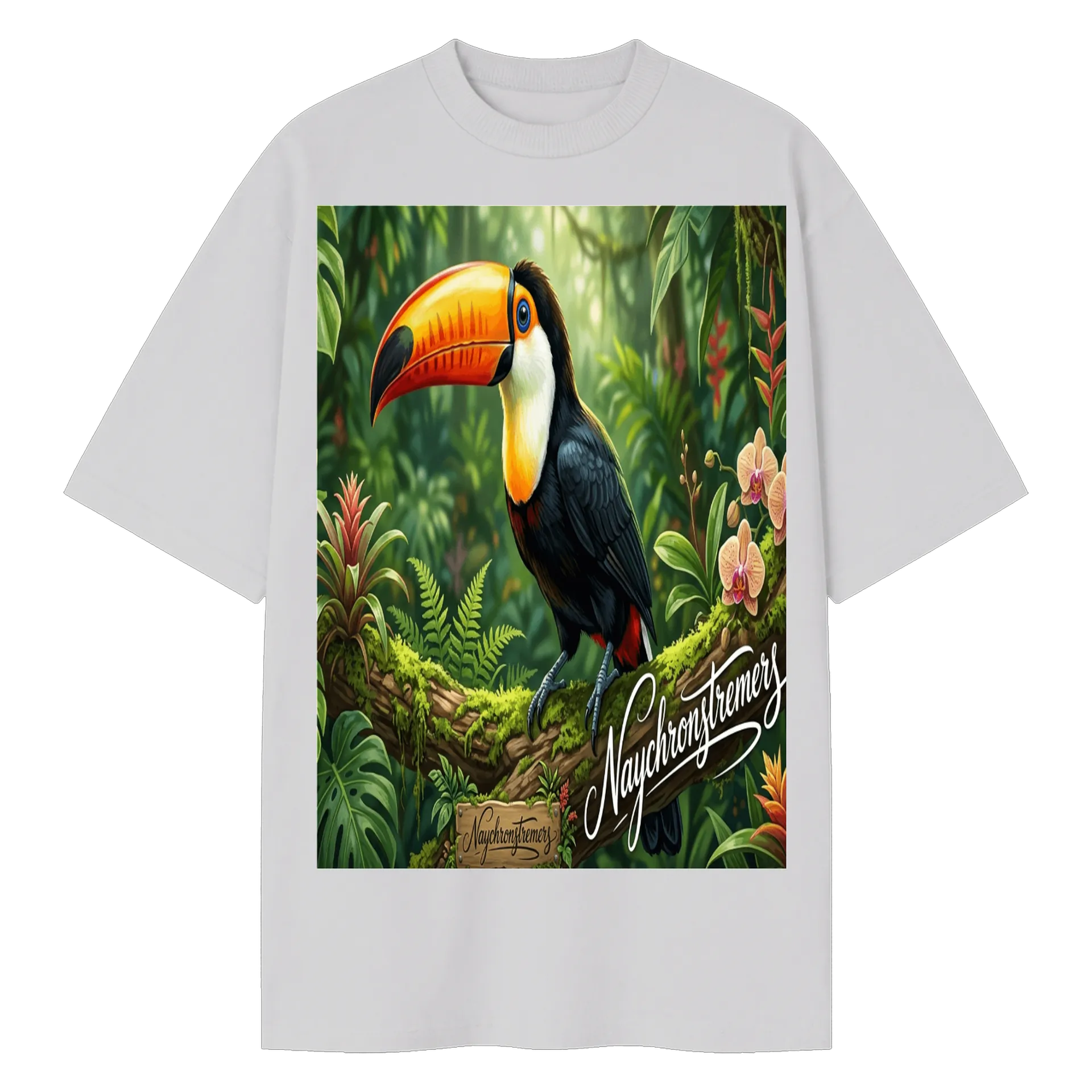 Camiseta Oversized Tucano Realista e Floresta Tropical 50% - Imagem 1
